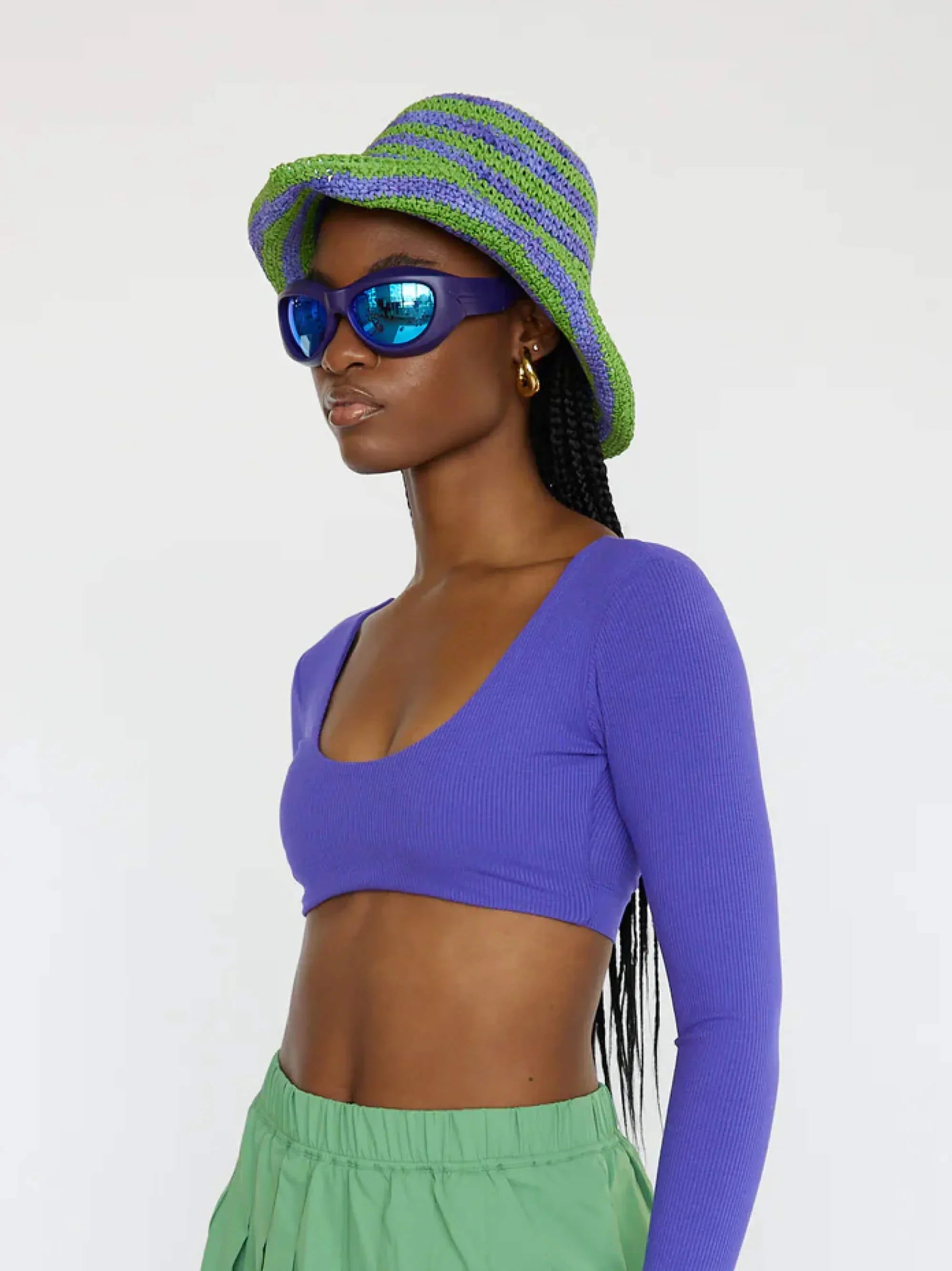 Women's Equipe Long Sleeve Cropped Top - Amethyst Purple Workout Shirt for Yoga, Running & Gym | Athletic Fitness Apparel