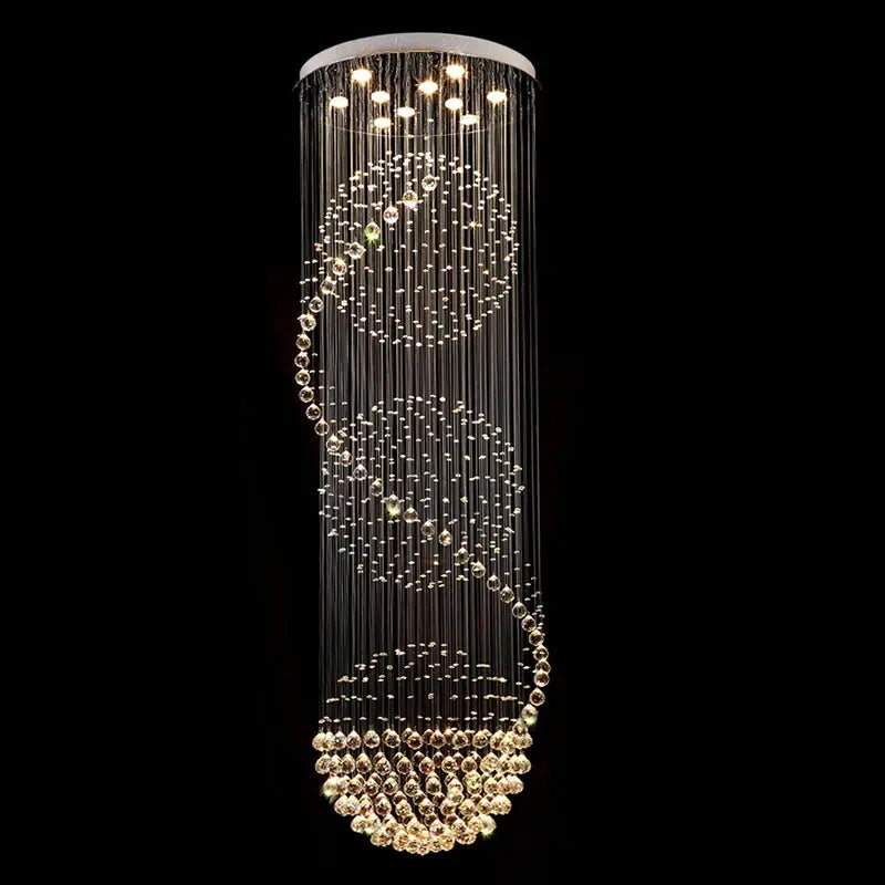 Crystal Chandelier for High Ceiling Stairwell - Elegant Modern Lighting Fixture for Grand Entryway, Foyer & Staircase Decor