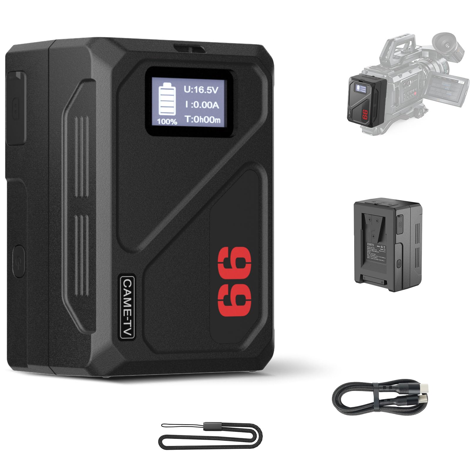 Came TV V Mount Battery Mini 99C 99Wh V Lock Battery with 65W PD USB-C Fast Charging | 1.5H Charge Time | D-Tap/USB-A/BP/DC Ports | OLED Screen | 6900mAh for DSLR Camera, Video Light & LED Panel - Perfect for Film Production, Photography & On-Location Shooting