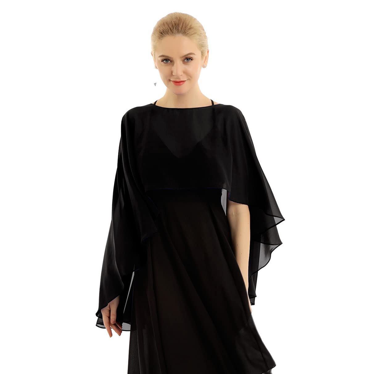 Elegant Women's Chiffon High-Low Shawl Wrap - Evening Party Cape Shrug for Weddings, Prom & Special Occasions | Lightweight Cover-Up for Dresses & Formal Wear