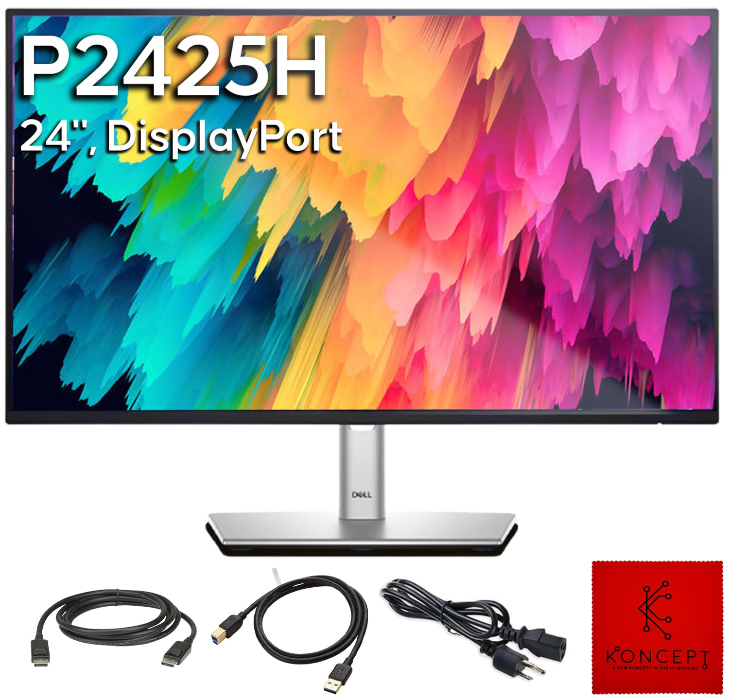 Dell P2425H 24 Inch IPS LED Monitor - Full HD 1920x1080, 100Hz Refresh Rate, 16:9 Aspect Ratio - Includes Stand, Power Cable, DisplayPort & USB 3.0 Cables - 1 Year Warranty - Perfect for Home Office, Gaming & Professional Workstations
