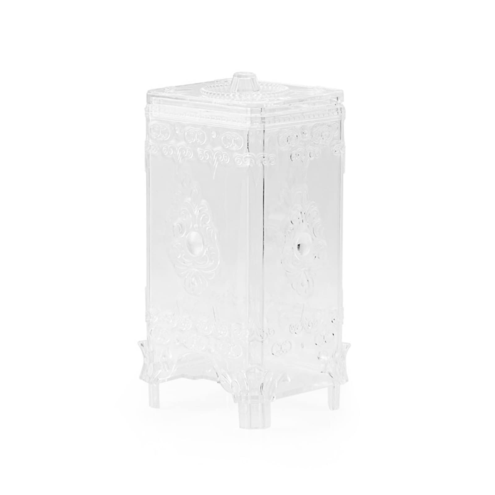 Unique Man Cotton Pad Storage Box - Transparent Plastic Cosmetic Organizer for Desktop & Travel