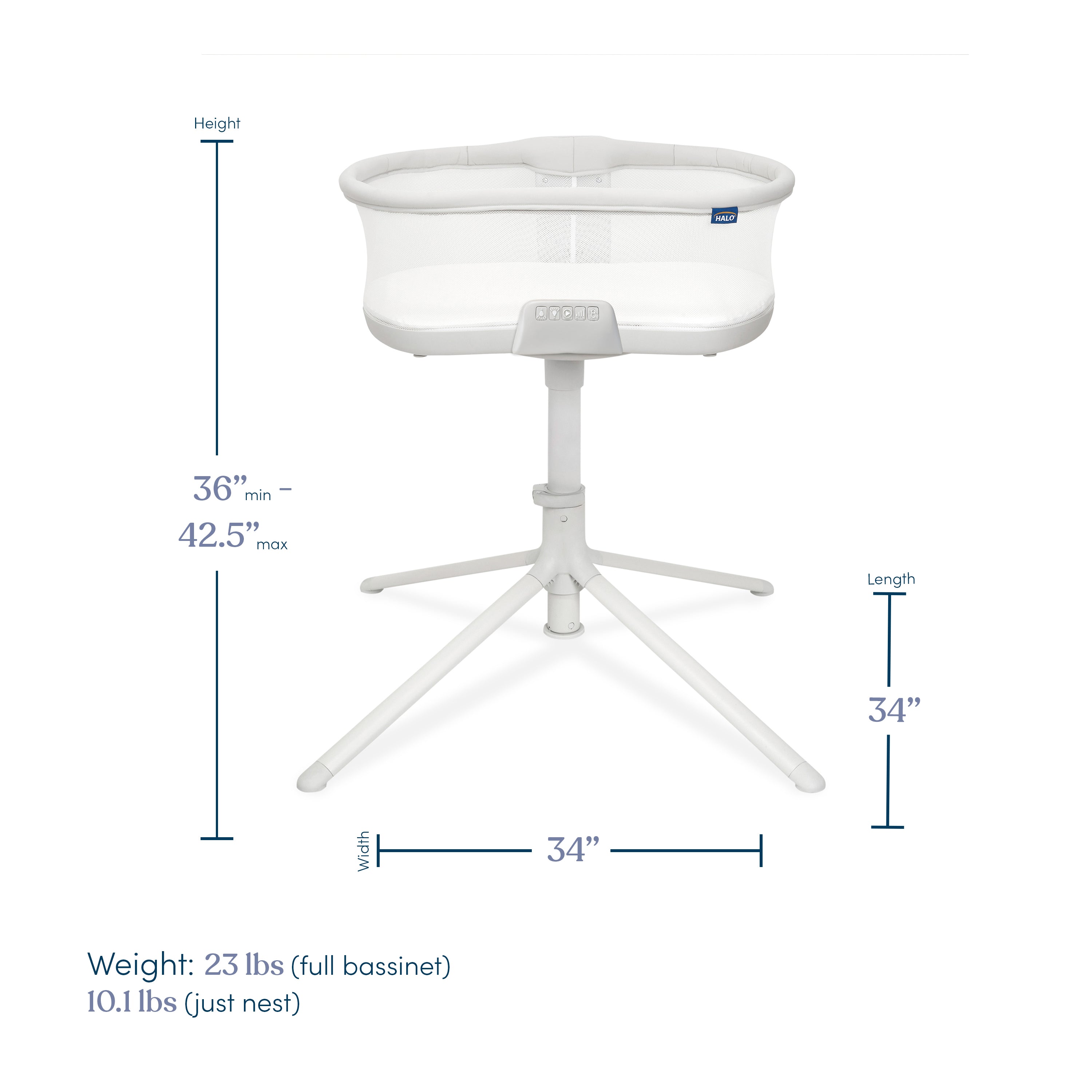 Halo BassiNest 3.0S Swivel Sleeper - Portable Baby Bassinet with Soothing Motion & Nightlight for Newborns | Perfect for Nursery, Bedside Co-Sleeping & Travel