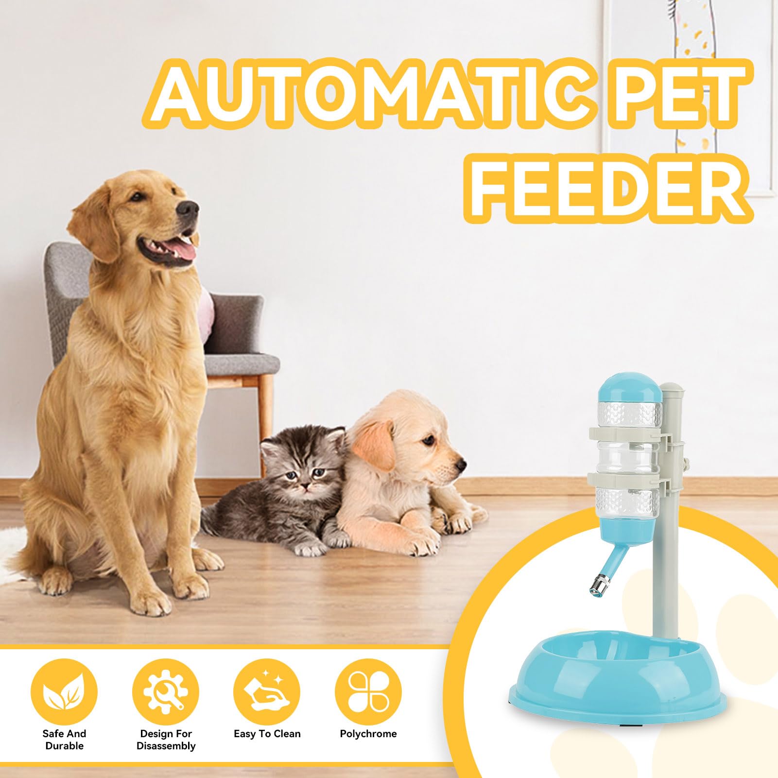 Adjustable No Drip Dog Water Bottle Stand - Portable Pet Water Dispenser for Dogs and Cats (Blue) - Ideal for Travel, Hiking, and Outdoor Adventures