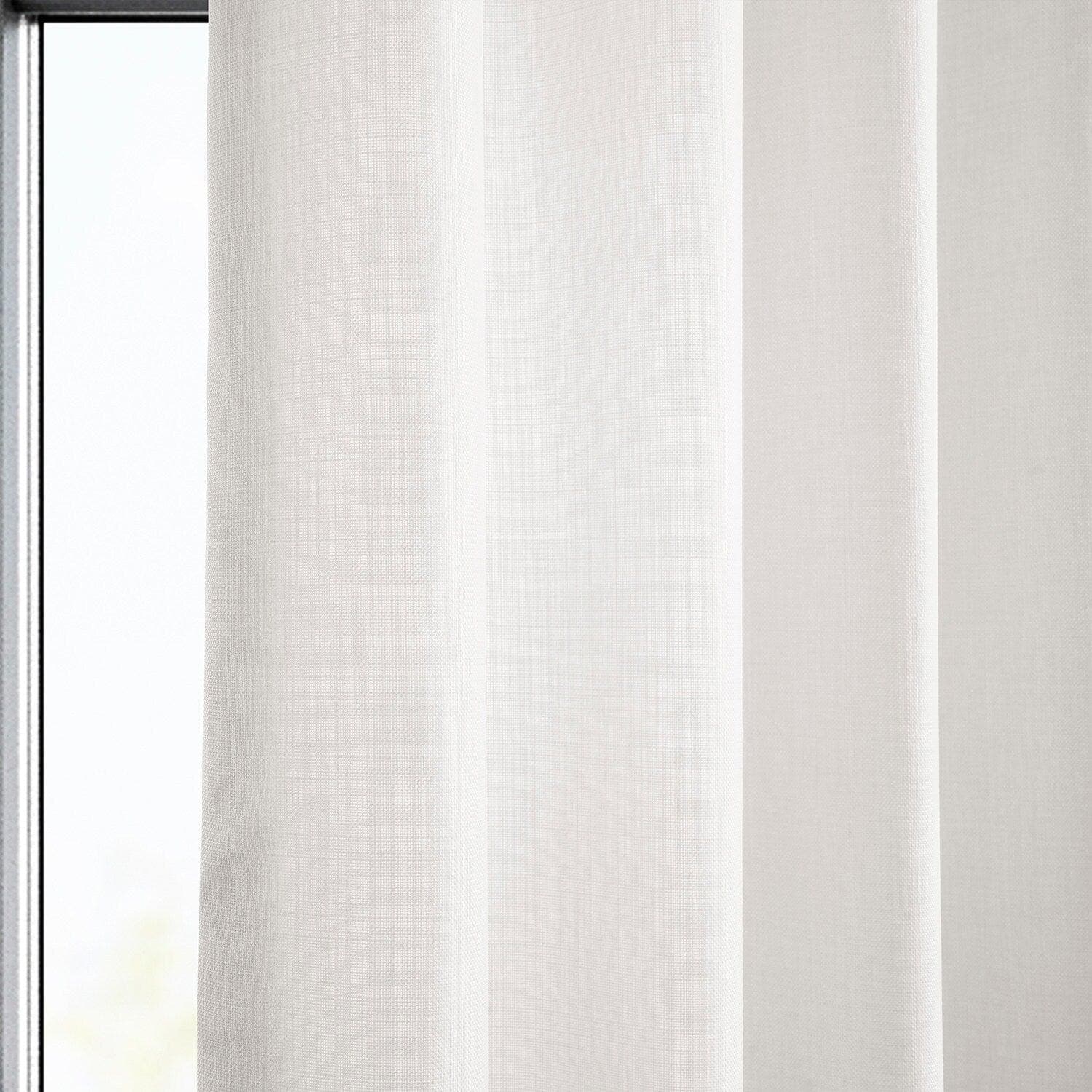 Magnolia Off White Grommet Italian Faux Linen Room Darkening Curtains - Blackout Window Drapes for Bedroom, Living Room & Home Theater - 84 Inch Length, Thermal Insulated, Noise Reducing