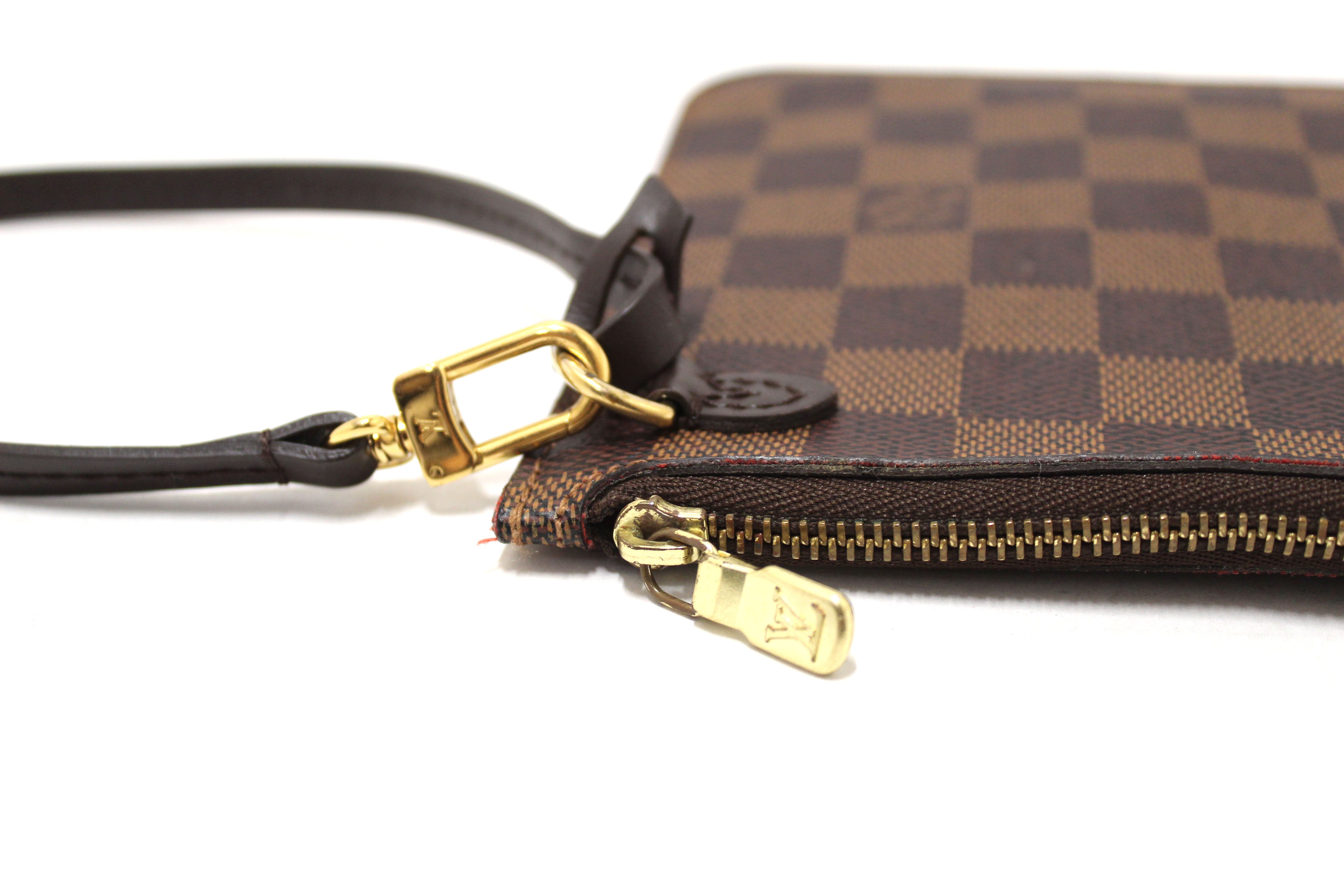 Authentic Louis Vuitton Damier Ebene Canvas Neverfull Pouch Pochette Bag - Luxury Crossbody Clutch for Women, Perfect for Travel, Work & Evening Events
