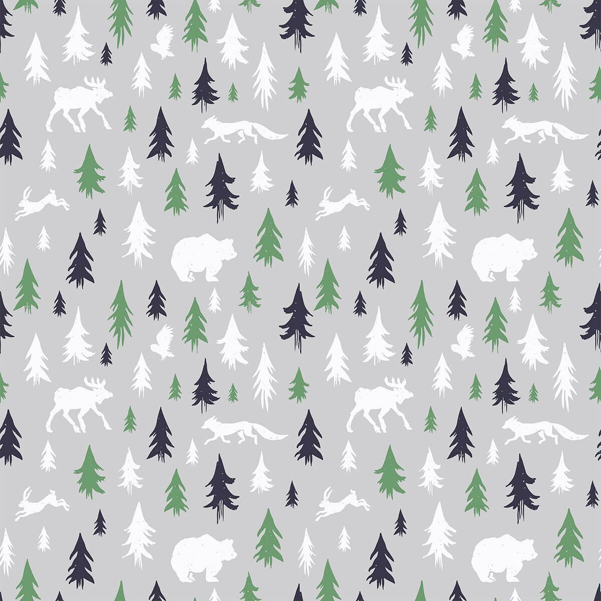 Green and Grey Forest Baby Peel and Stick Removable Wallpaper 3402 - Self-Adhesive Nursery Wall Decor for Boys and Girls - Perfect for Kids' Rooms, Playrooms, and Nursery Walls