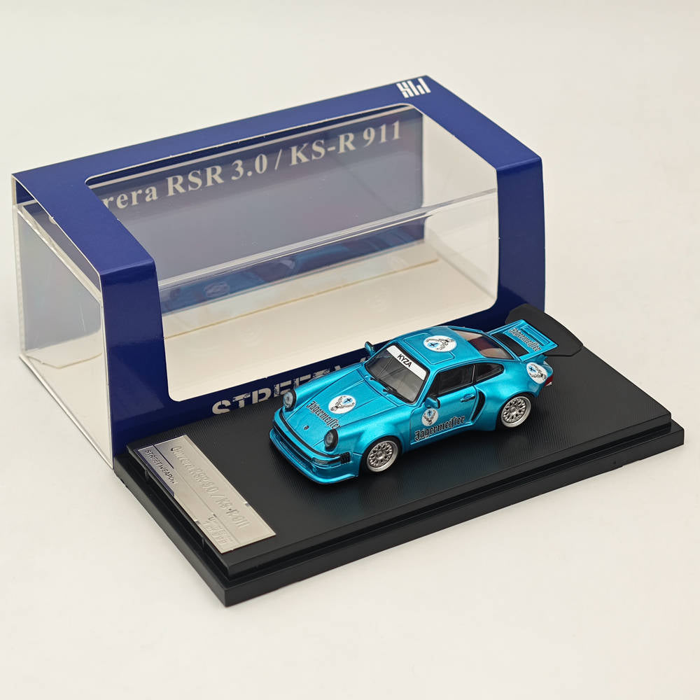 1/64 Scale Diecast Model Car - Porsche 911 Carrera RSR 3.0 Blue Collectible - KS R Series for Car Enthusiasts & Display Collection - Perfect for Home Decor, Office Display, and Gift Giving