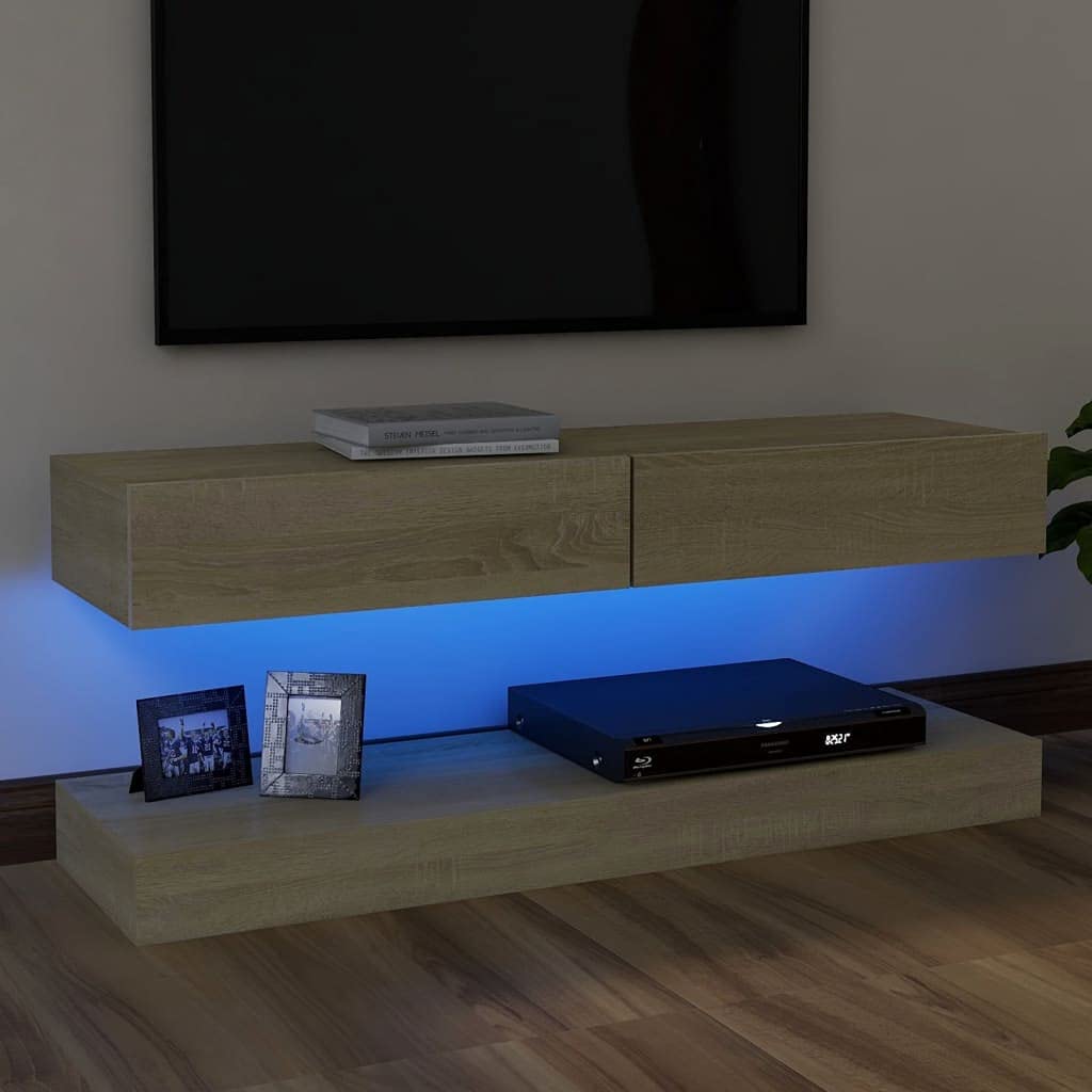 Modern Brown TV Stand with LED Lights - 47.2