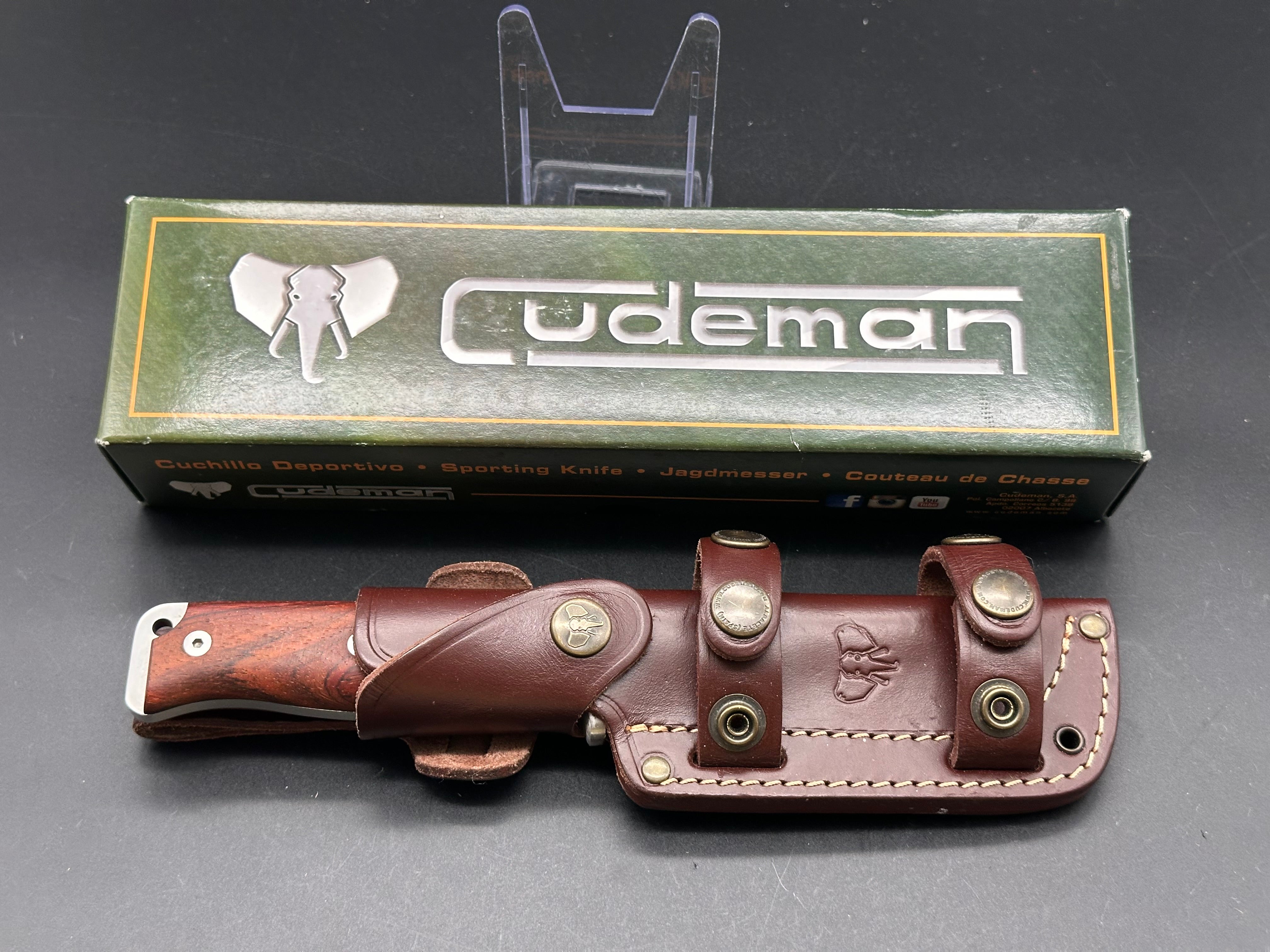Cudeman 120K MT5 Survival Knife with Cocobolo Wood Handle - Drop Point Blade for Outdoor Camping, Hunting & Bushcraft