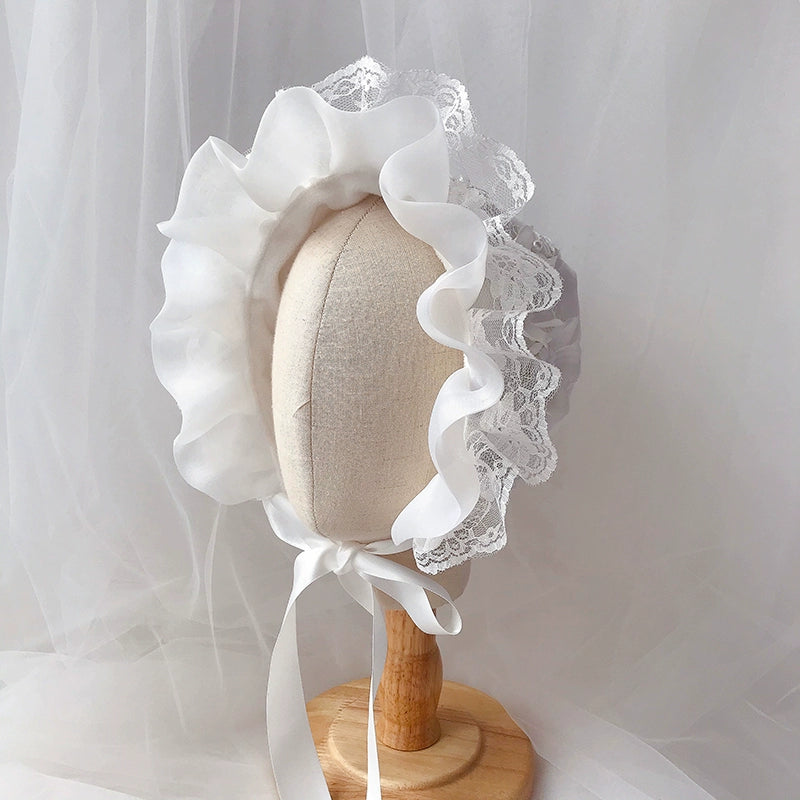 Adorable White Sun Hat for Baby Girls - Princess Birthday Hat for Outdoor & Photoshoot