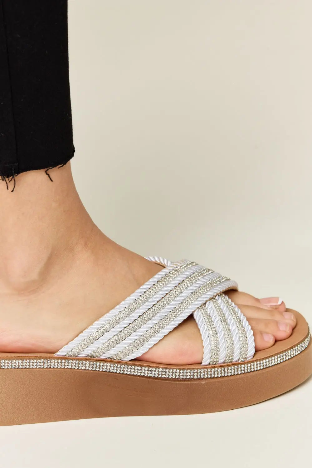 Forever Link Rhinestone Platform Wedge Sandals for Women - Sparkly High Heel Summer Beach Wedding Party Shoes | Perfect for Bridal, Prom, and Evening Events