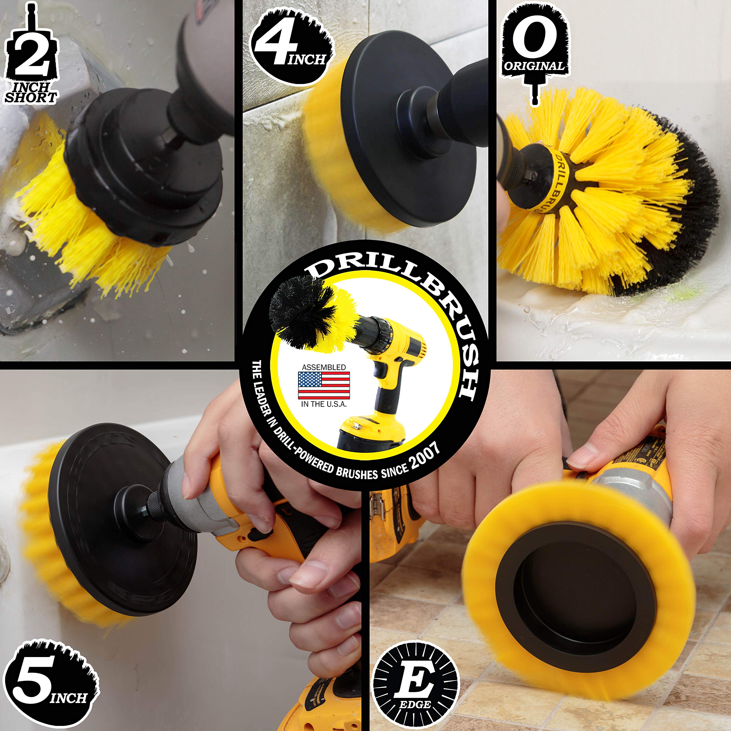 Useful Products Drill Brush Power Scrubber - 5-in-1 Bathroom Cleaning Kit with Toilet Brush, Shower Cleaner & Spin Brush - Heavy Duty Bathroom Accessories for Deep Cleaning Tiles, Grout, Sinks & Showers