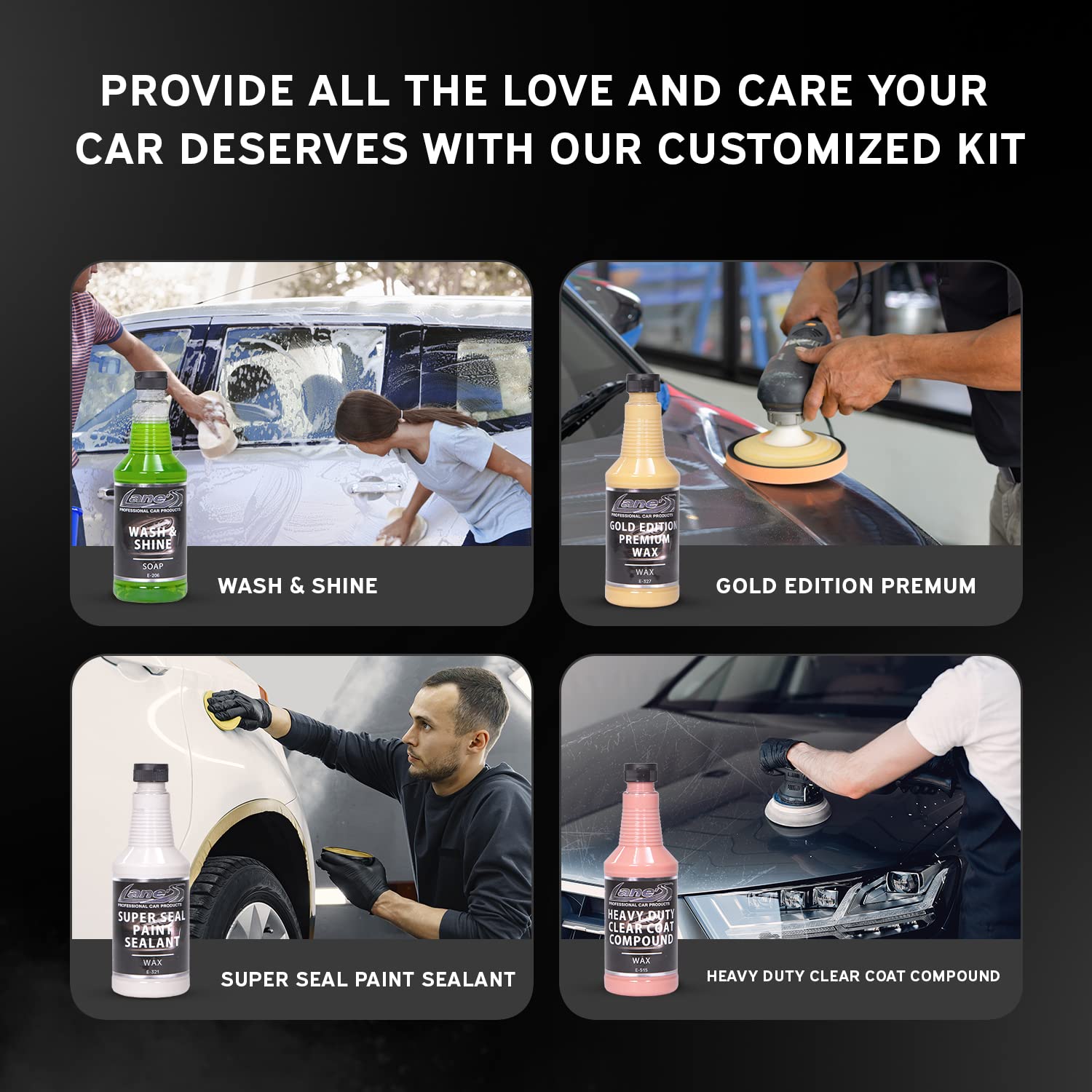 Professional Car Wax & Paint Sealant Kit - Includes Car Wash Soap, Finishing Wax, Paint Sealant, Clear Coat Compound - Multi Surface Polish for Car Detailing & Protection (32oz) - Perfect for Showroom Shine & Long-Term Paint Protection