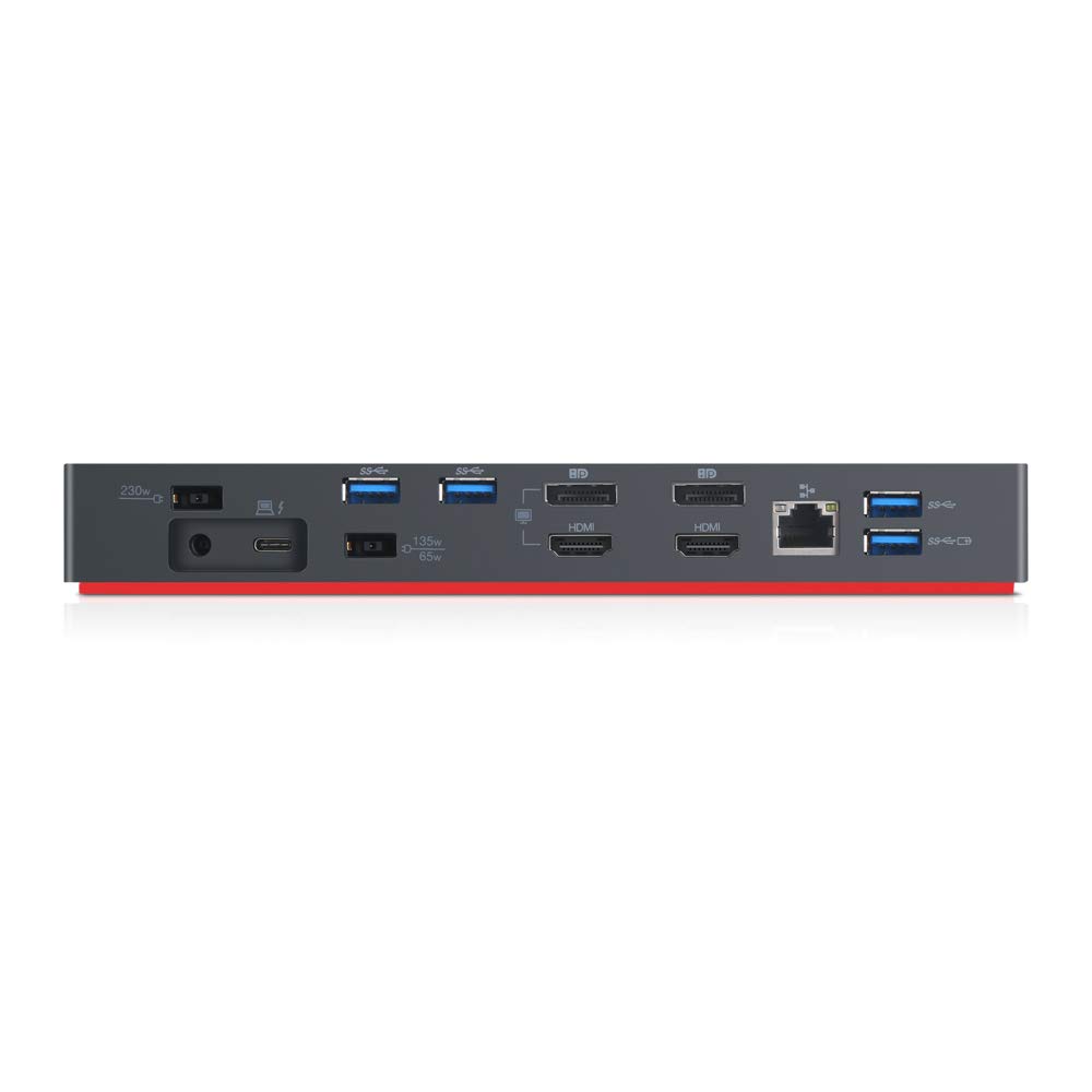 Lenovo ThinkPad Thunderbolt 3 Dock Gen 2 135W (40AN0135) - Dual 4K UHD Display, 2 HDMI & 2 DP Ports, USB-C & USB 3.1 Hub - 3 Year Warranty - Perfect for Home Office & Remote Work Setup