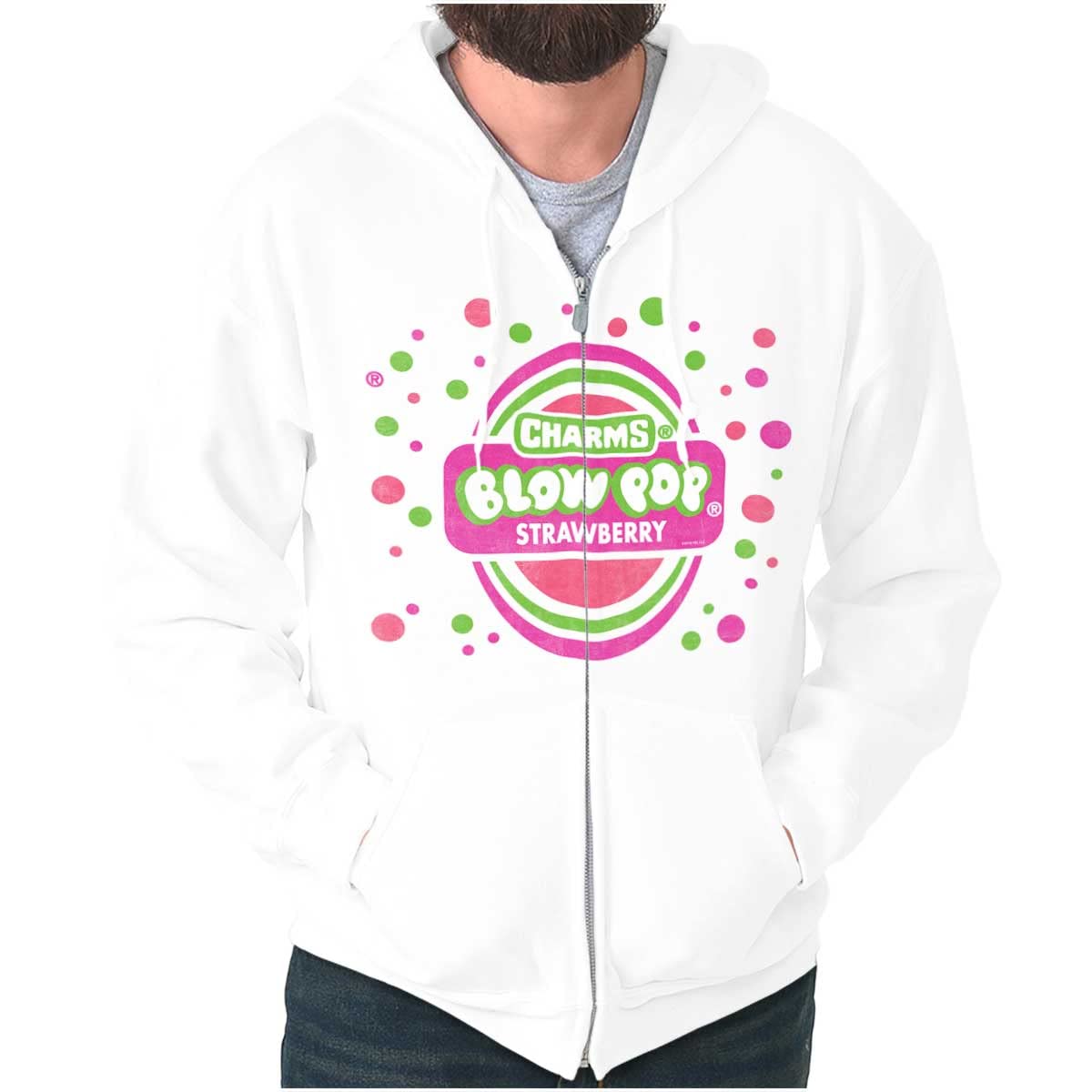Brisco Brands Strawberry Bubblegum Blow Pop Zip Up Hoodie for Men & Women - Trendy Unisex Streetwear for Casual Outings & Pop Culture Fans