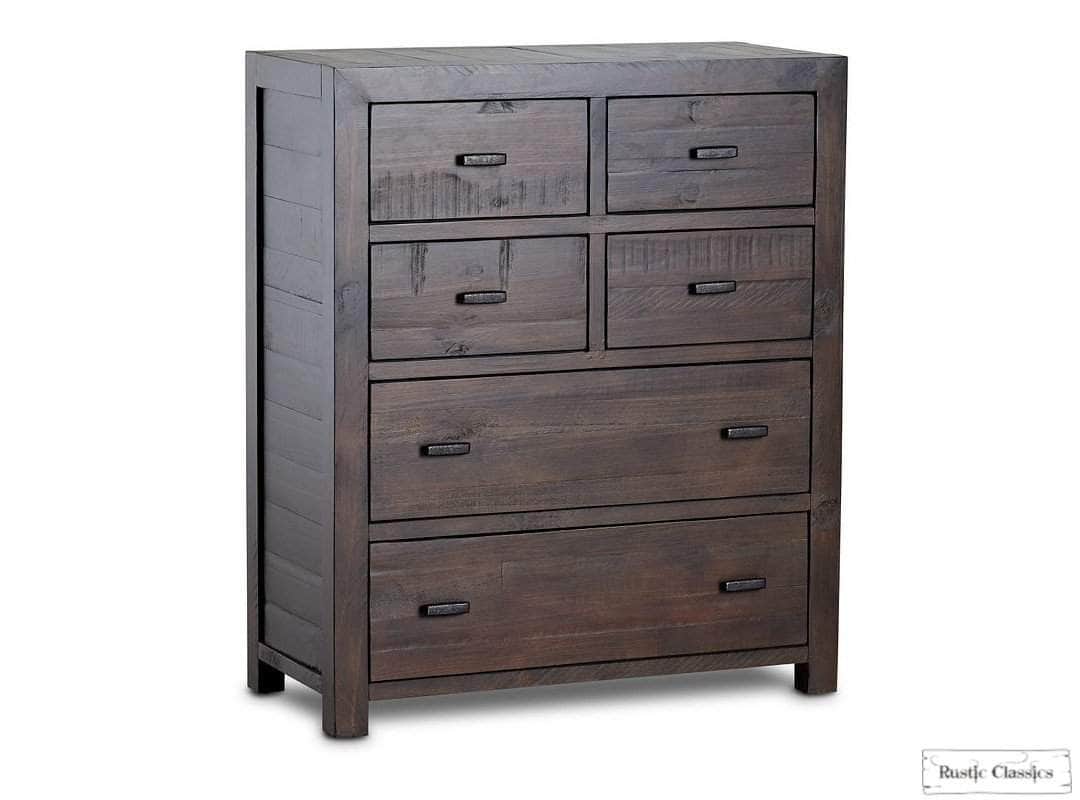 Whistler Reclaimed Wood 6-Drawer Dresser - Rustic Brown Solid Wood Chest for Bedroom & Living Room Storage | Farmhouse & Industrial Style Furniture for Home Decor