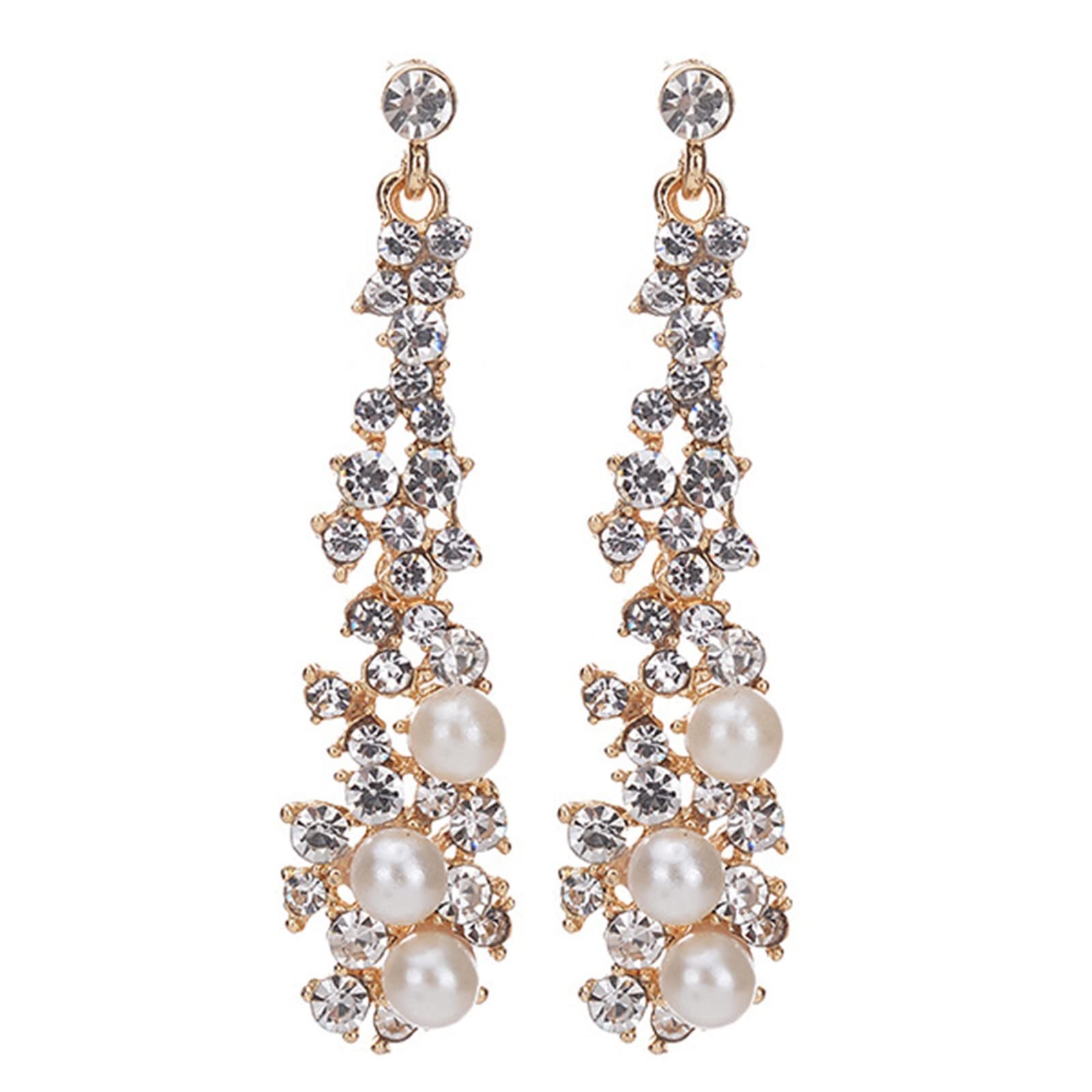 Exaggerated Pearl Paperclip Earrings with Diamond Accents - Elegant Bridal & Women's Fashion Jewelry for Weddings, Parties, and Special Occasions