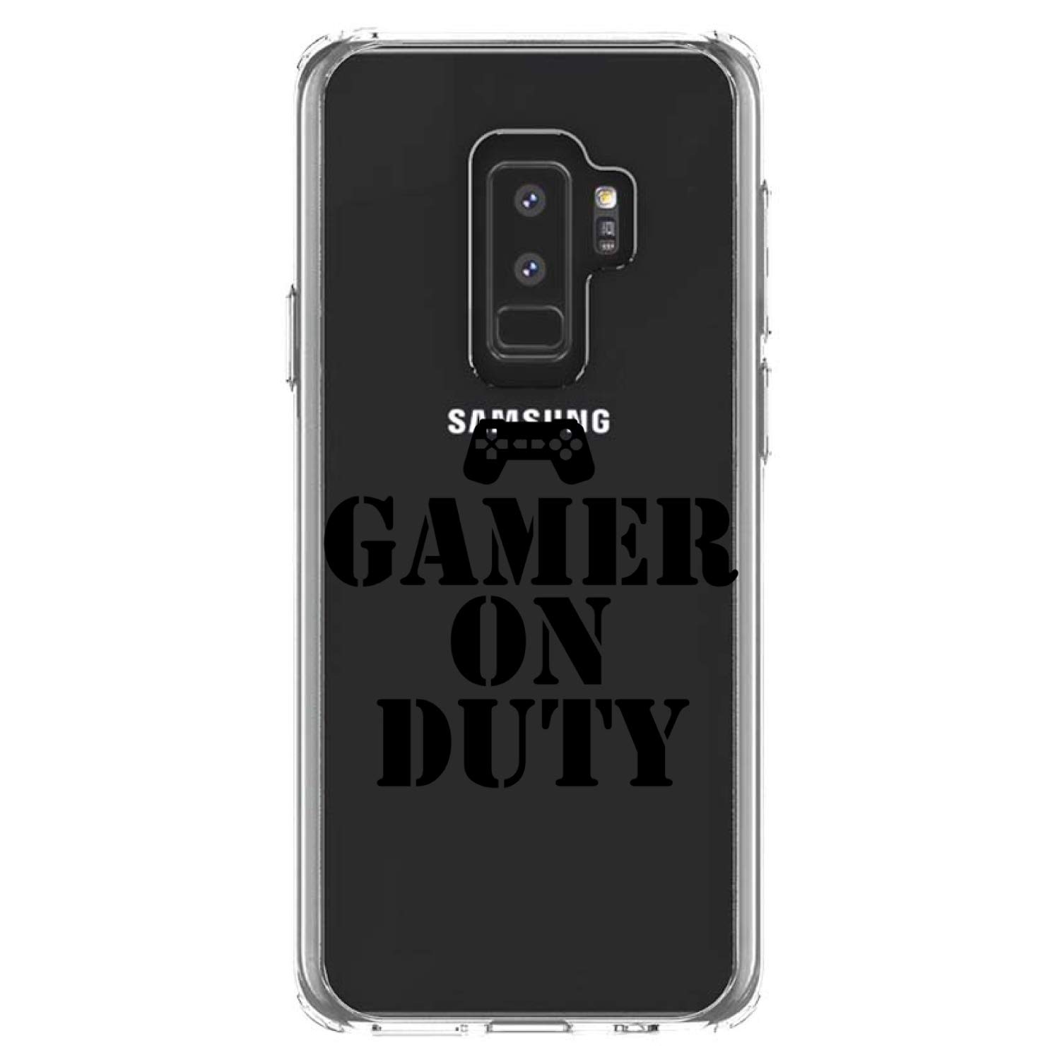 Shockproof Clear Hybrid Case for Samsung Galaxy S9+ (6.2 Inch) with TPU Bumper & Tempered Glass Screen Protector - Protective Phone Cover for Gaming, Work & Outdoor Activities