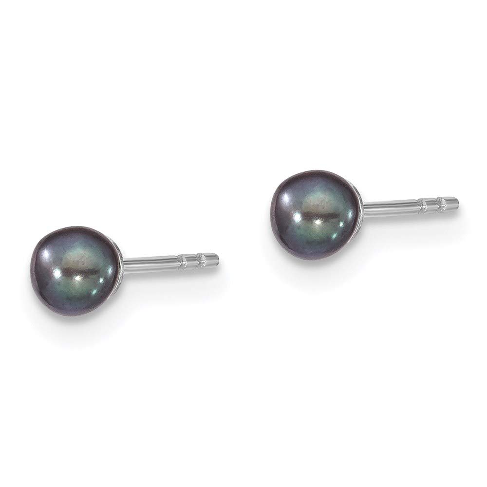 925 Sterling Silver Black Freshwater Pearl Stud Earrings for Women - 3-4mm Round Cultured Pearls, Hypoallergenic Fine Jewelry Gift for Her - Perfect for Weddings, Parties & Everyday Elegance