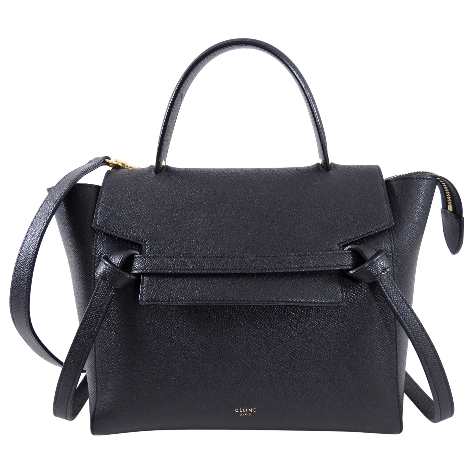 Celine Micro Grained Black Leather Belt Bag for Women - Stylish Crossbody Waist Pack for Travel, Shopping & Everyday Use