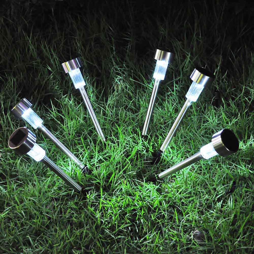 6 Pack Solar LED Landscape Path Lights - Weatherproof Stainless Steel Outdoor Garden Lighting for Walkways, Driveways, and Yard Decor