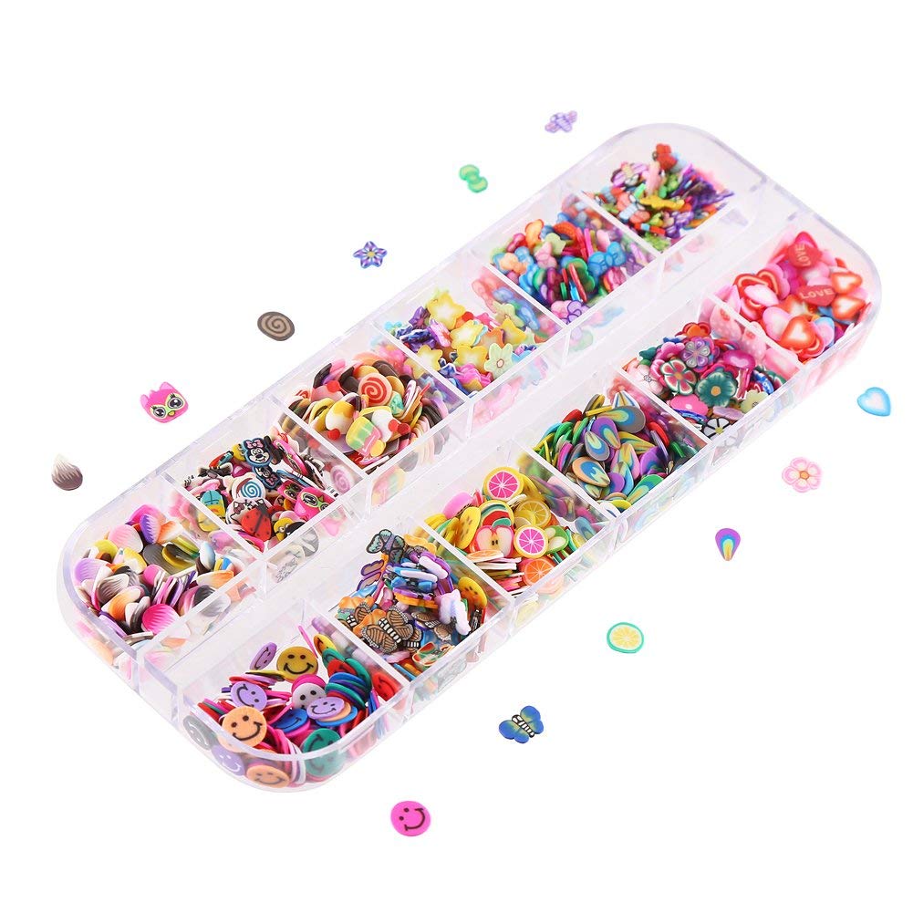 CCINEE Assorted Fruit Flower Food Polymer Clay Nail Art Slices - DIY Nail Decoration for Slime, Crafts & Scrapbooking Projects - Perfect for Manicures, Gift Making & Creative Decor