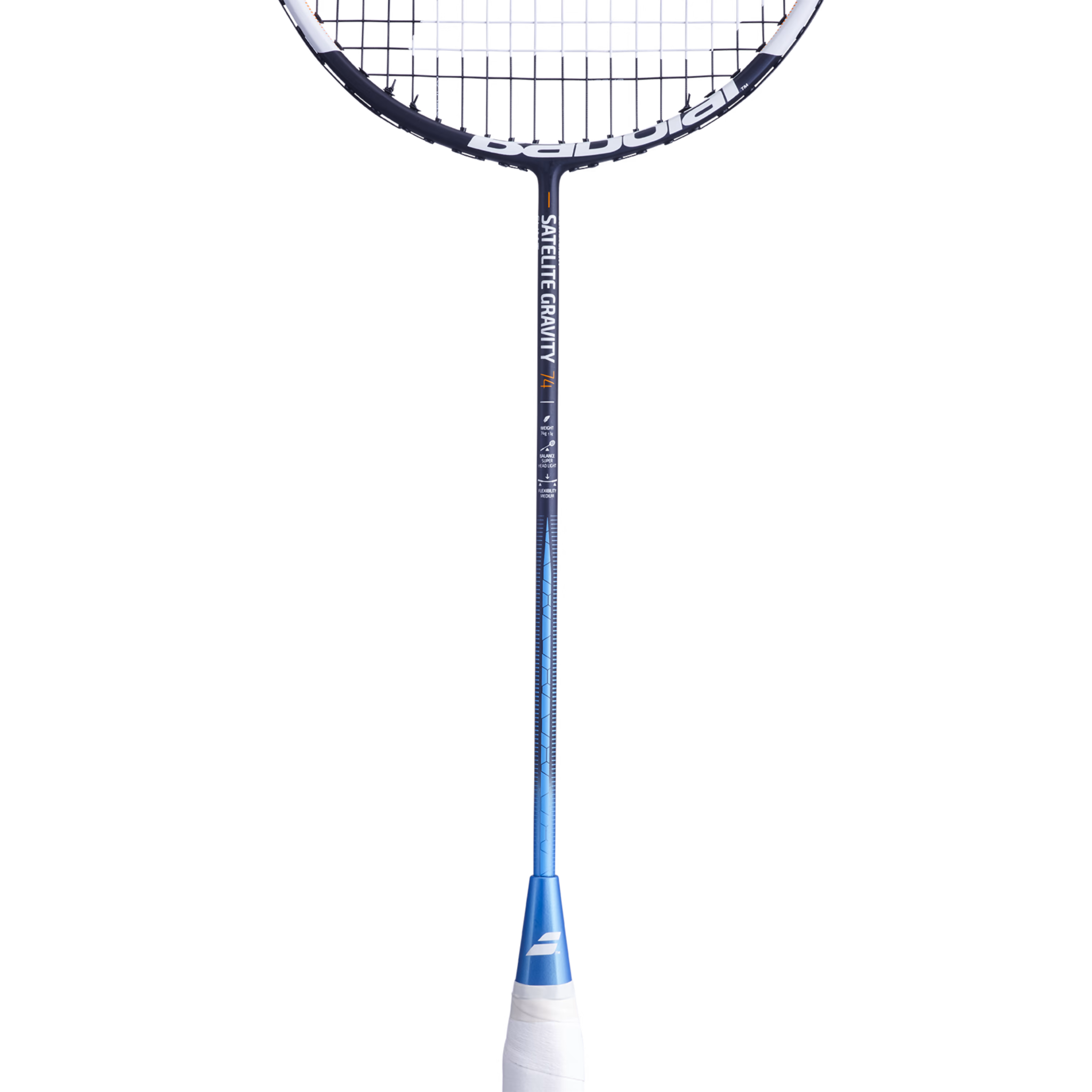 Babolat SATELITE GRAV74 Badminton Racket - Professional Carbon Fiber Shuttlecock Racket for Adults & Teens [Navy Blue] - Perfect for Competitive Play & Training Sessions