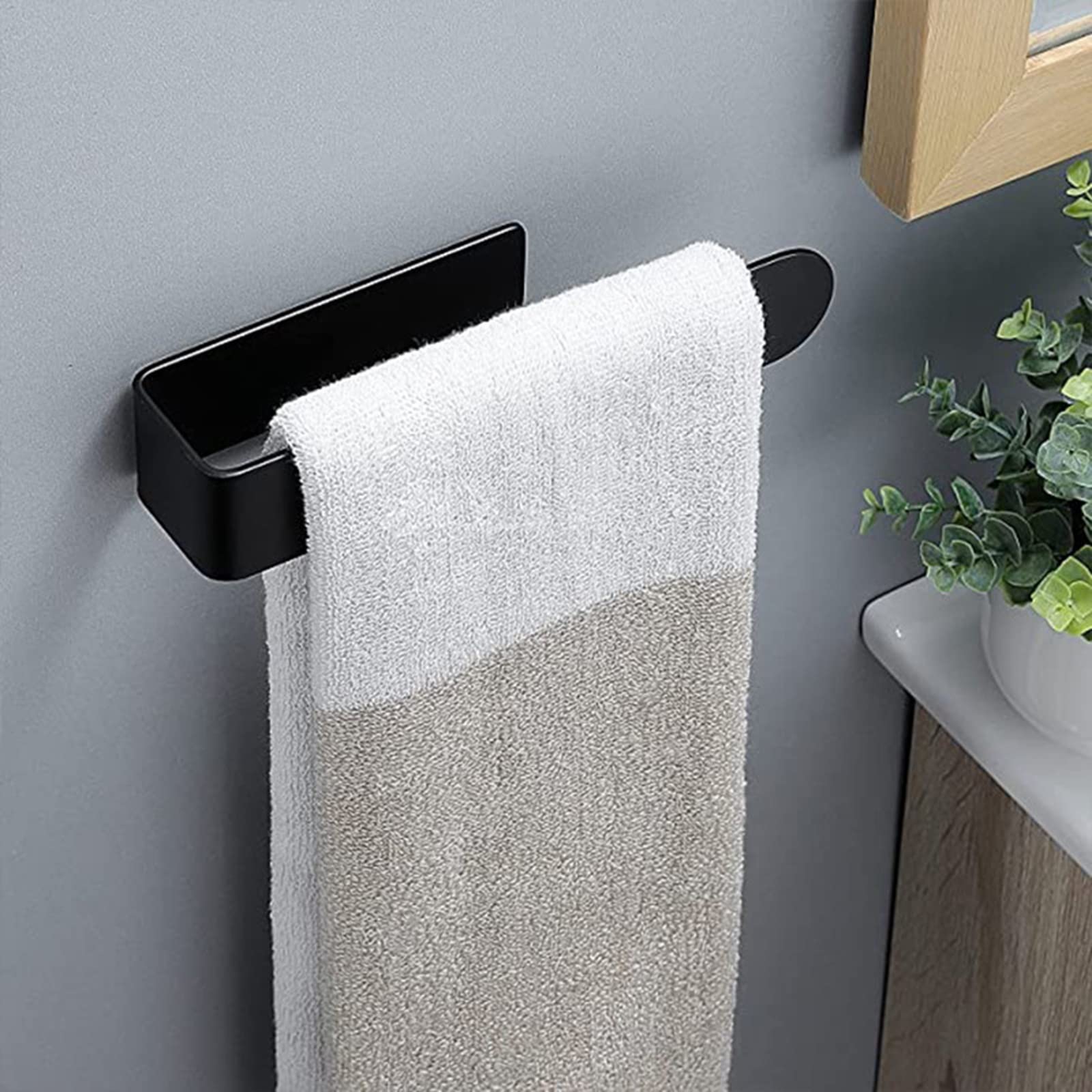 Brushed 304 Stainless Steel Wall-Mounted Bathroom Towel Bar - 2 Pack (23cm, Silver) - Space-Saving Single Rod Towel Rack for Bathroom, Kitchen & Laundry Room Organization