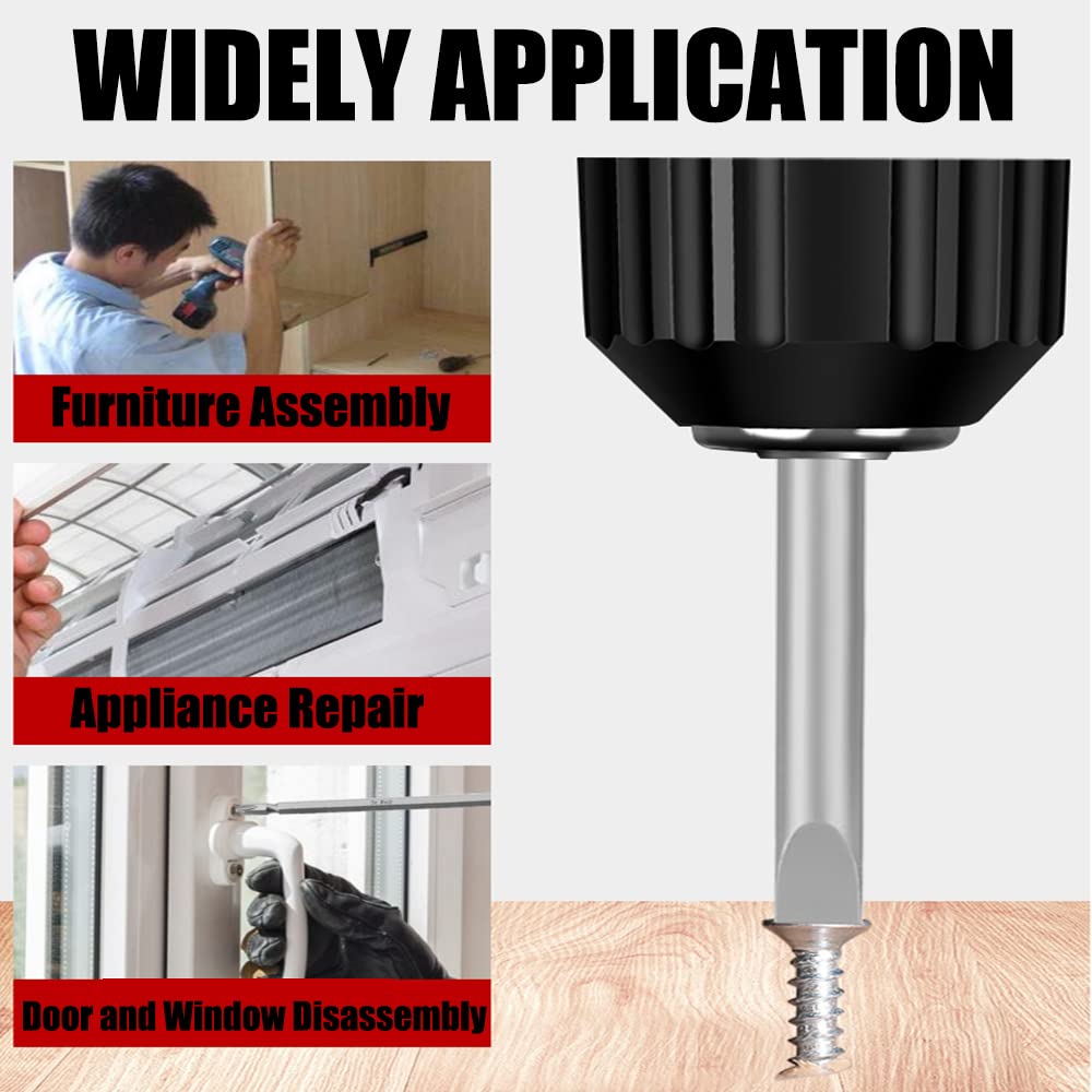 Auniwaig SL5 Slotted Screwdriver Bits Set - 5pcs 1/4-Inch Hex Shank S2 Alloy Steel Magnetic Drill Bits (5.91-Inch Length) for Home DIY, Furniture Assembly & Electronics Repair