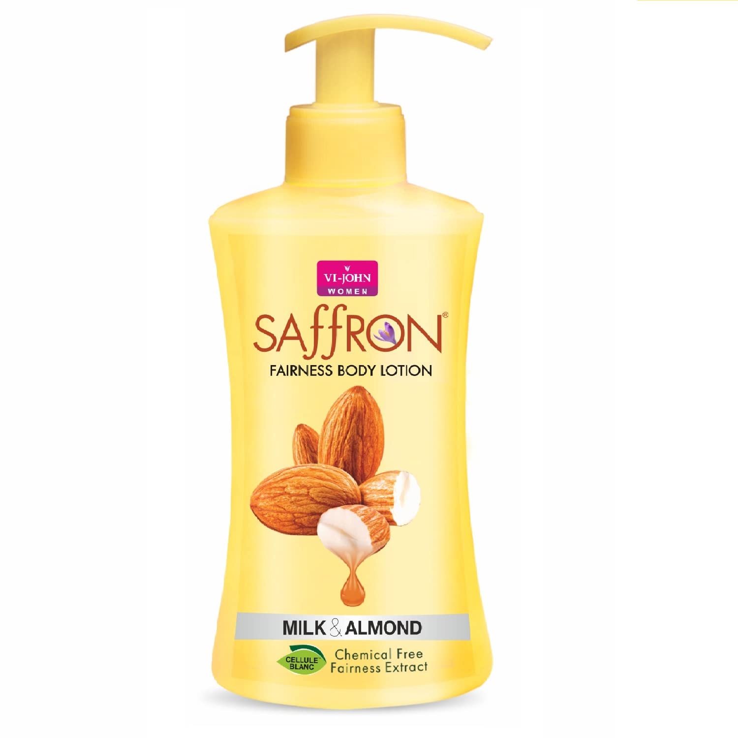 VI-JOHN Milk Almond Saffron Fairness Body Lotion for Men & Women - 48H Hydration, Chemical-Free Moisturizer, 250ml | Brightens Skin Tone & Nourishes Dry Skin for Daily Use at Home or Gym
