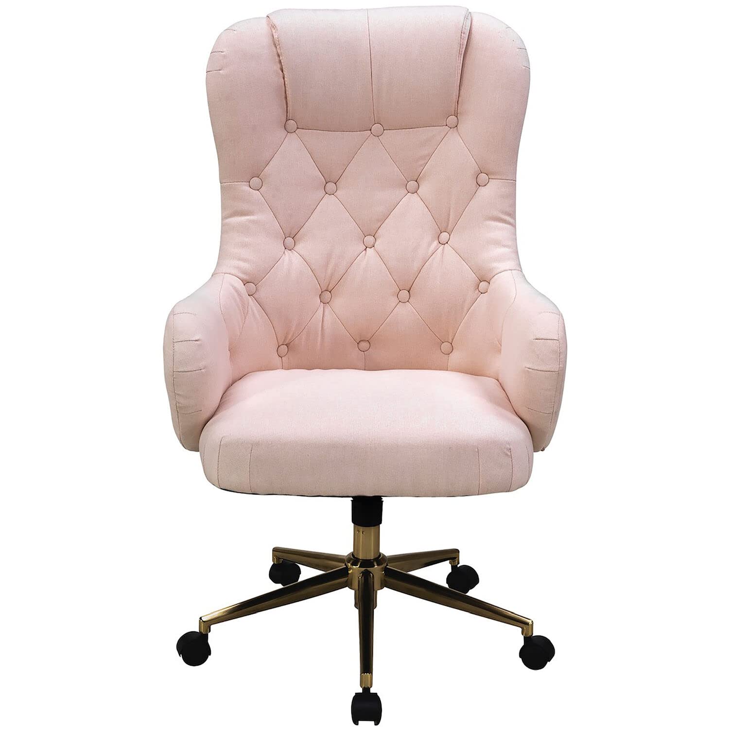 Hanover Savannah High Back Tufted Pink Ergonomic Office Chair with Lumbar Support & Adjustable Height - Rolling Computer Desk Chair with Wheels & Gas Lift - Perfect for Home Office, Gaming & Workspace