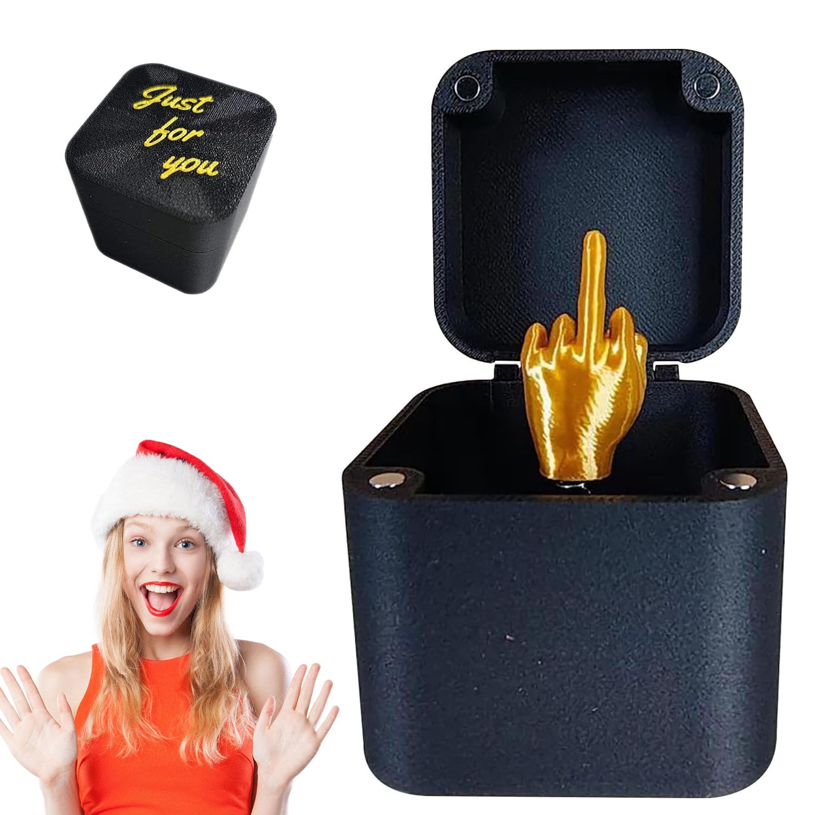 Funny Middle Finger in a Box - Hilarious Gag Gift for Christmas, Birthday & Office Pranks | Pop-Up Surprise Gift Box for Desk Decor & Practical Jokes | Perfect for White Elephant Parties, Coworker Gifts & Stress Relief