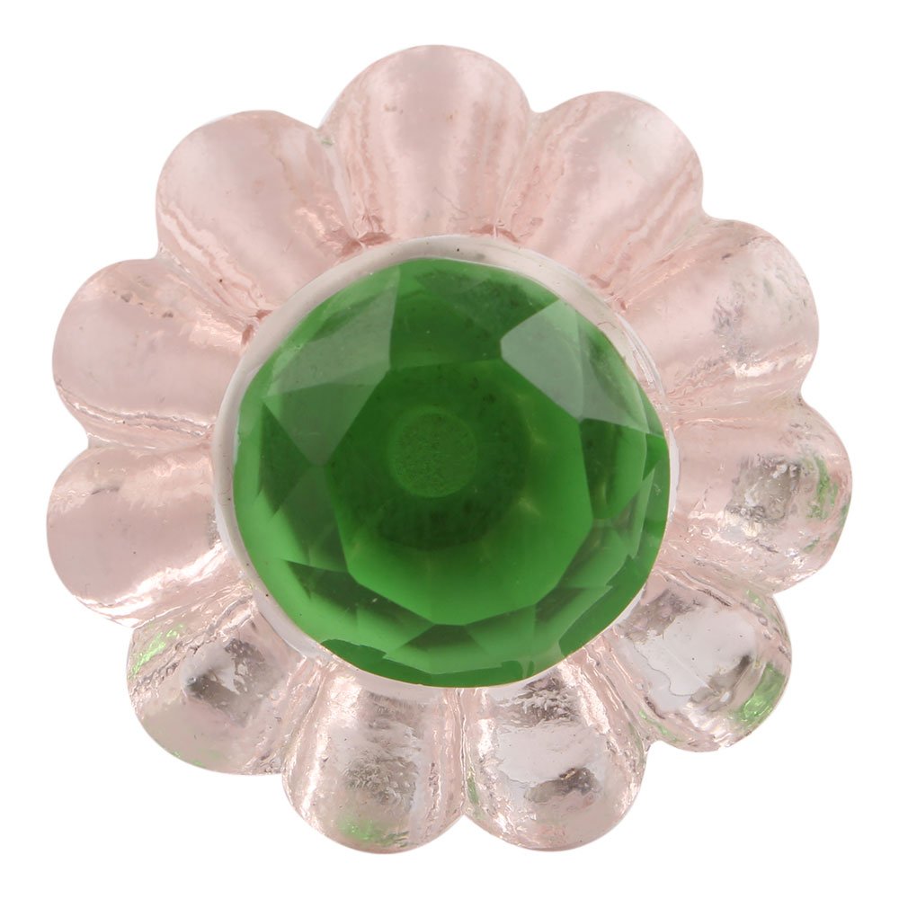 IndianShelf 20-Piece Pink Glass Daisy Drawer Knobs - Handcrafted Luxury Cabinet Hardware for Kitchen, Dresser & Furniture - Decorative Door Pulls for Home Décor & DIY Projects