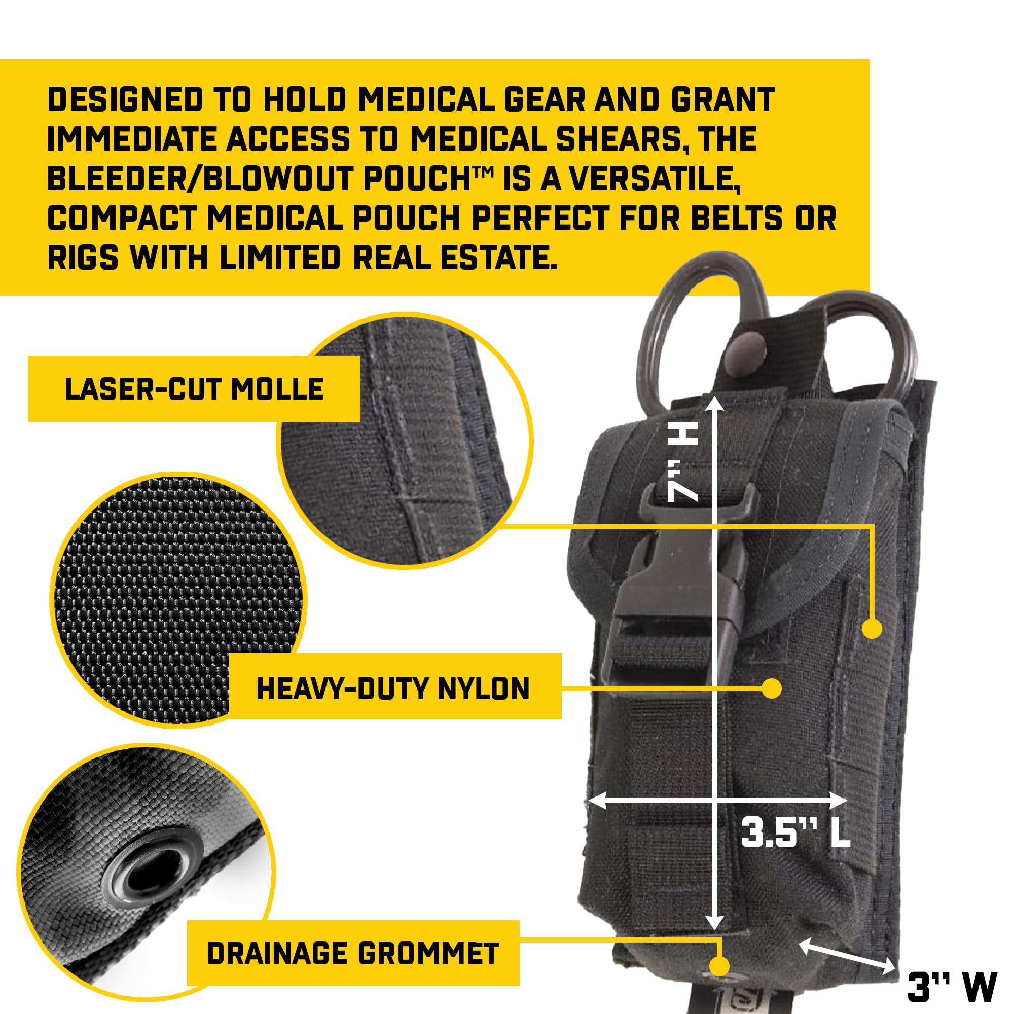 High Speed Gear® - Bleeder/Blowout Pouch™ | Tactical Medical MOLLE Pouch for Police, Military & First Responders | Durable Black First Aid Pouch for Emergency Kits & Field Use