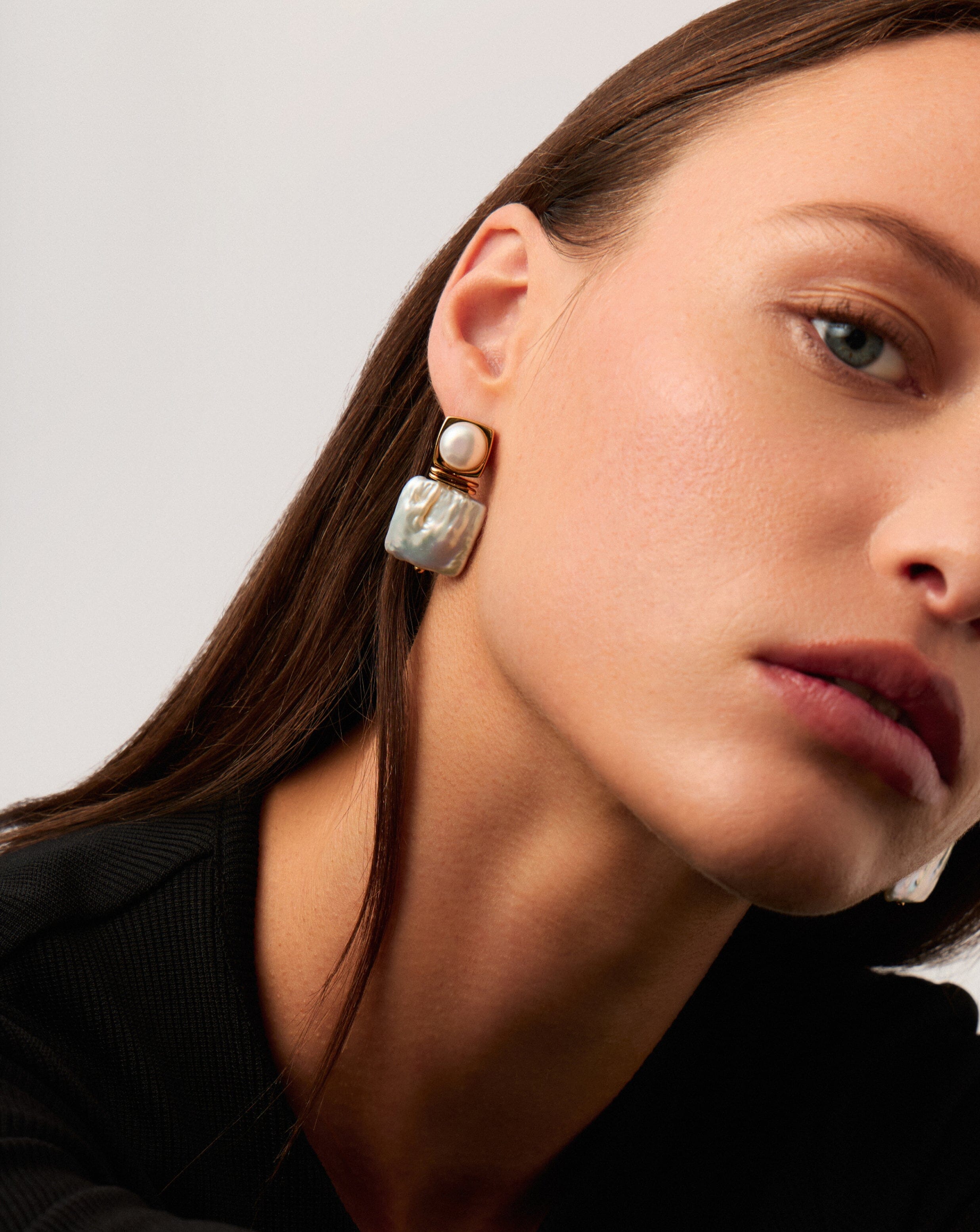 18k Gold Plated Square Pearl Statement Earrings - Elegant Pearl Jewelry for Women | Perfect for Weddings, Parties & Special Occasions