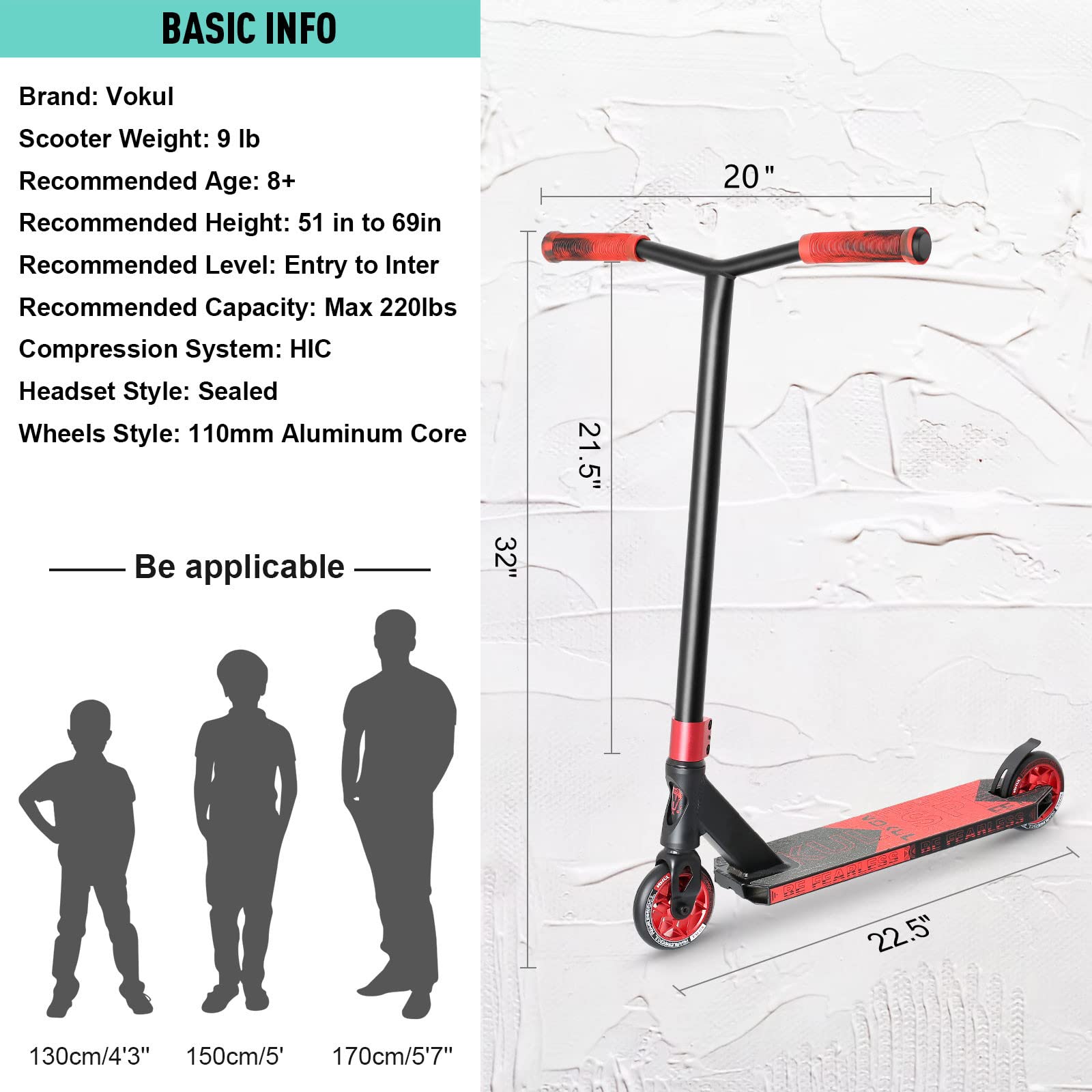 VOKUL K1 Pro Trick Scooter for Kids, Teens & Adults - Best Freestyle Stunt Scooter for Beginners - Durable Skate Park & Street Scooter for Boys & Girls (Ages 8+) - Perfect for Tricks, Stunts & Urban Riding