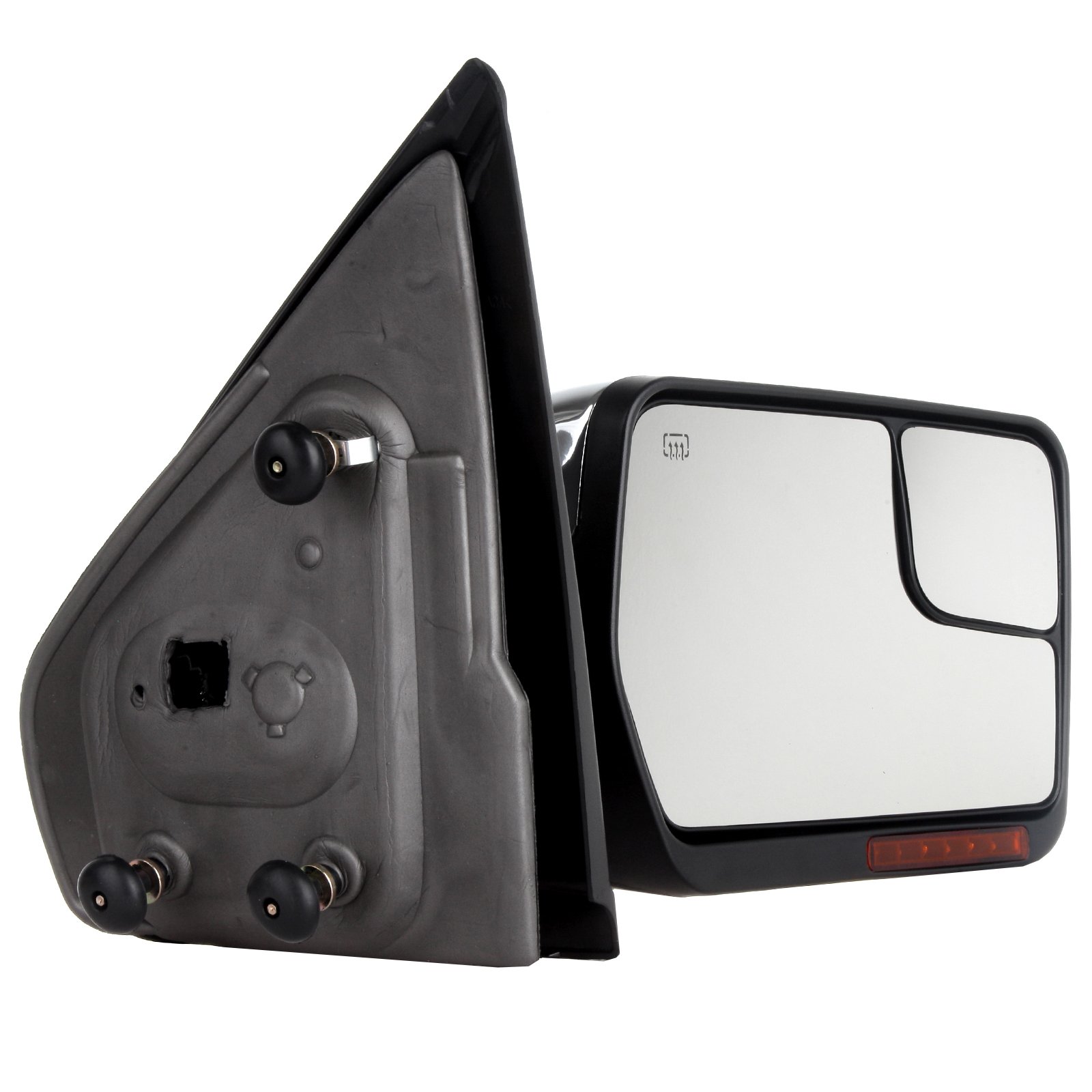 CCiyu Power-Adjusted Heated Towing Mirror with Turn Signal & Puddle Light - Right Side (RH) Chrome Replacement for Ford F150 (2004-2014) & F250 (1997-1999) - Perfect for Towing, Night Driving & Off-Road Adventures
