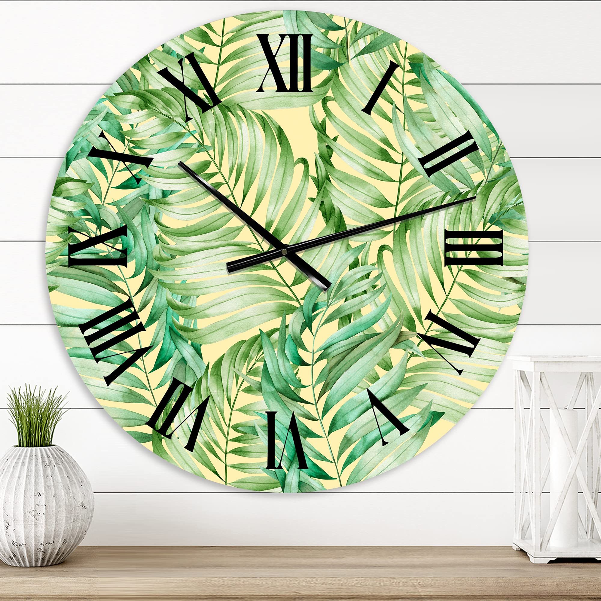 Large Tropical Leaves Monstera Wall Clock - Floral Botanical Decor for Living Room, Bedroom & Office | Perfect for Home, Kitchen & Indoor Spaces