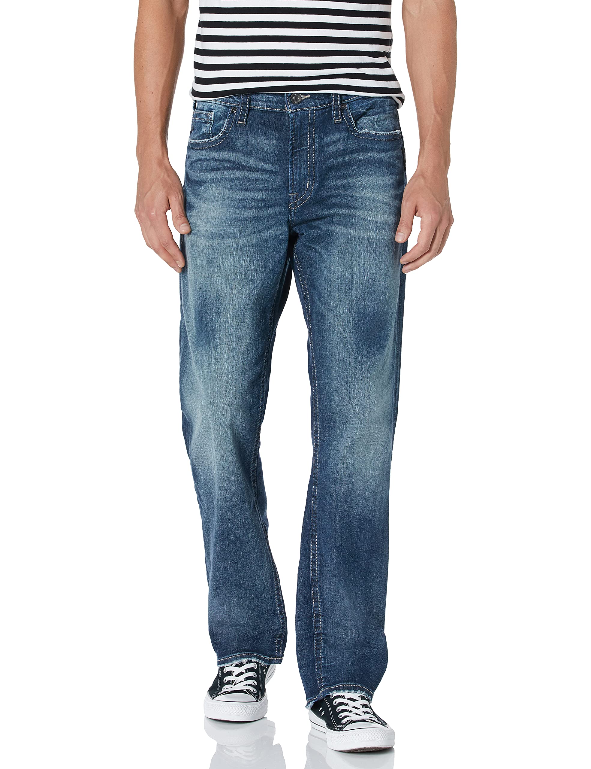 Silver Jeans Co. Men's Gordie Loose Fit Straight Leg Denim Jeans - Comfortable Casual Wear for Everyday & Work