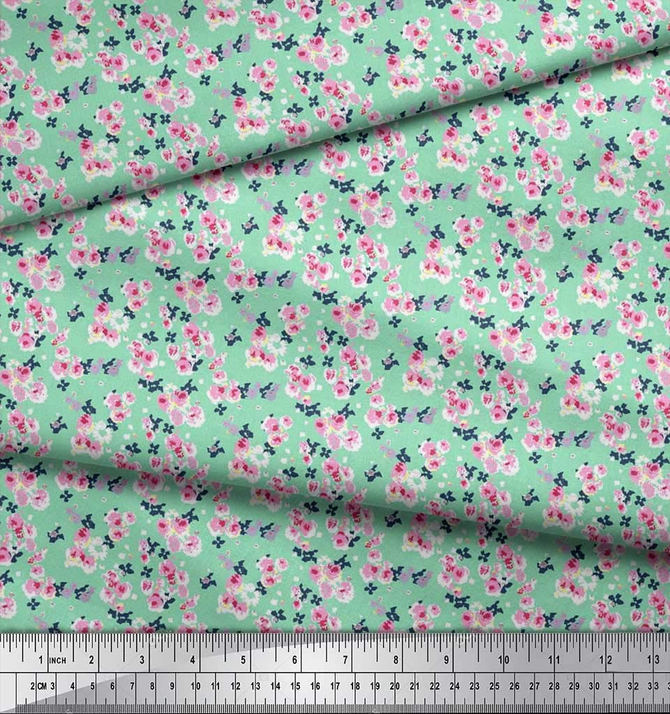Soimoi Moss Georgette Brown Fabric by The Yard - 42 Inch Wide Floral Printed Fabric for Dresses, Scarves & Home Decor - Artistic Flower Design Elegant Chiffon Material for Sewing DIY Projects