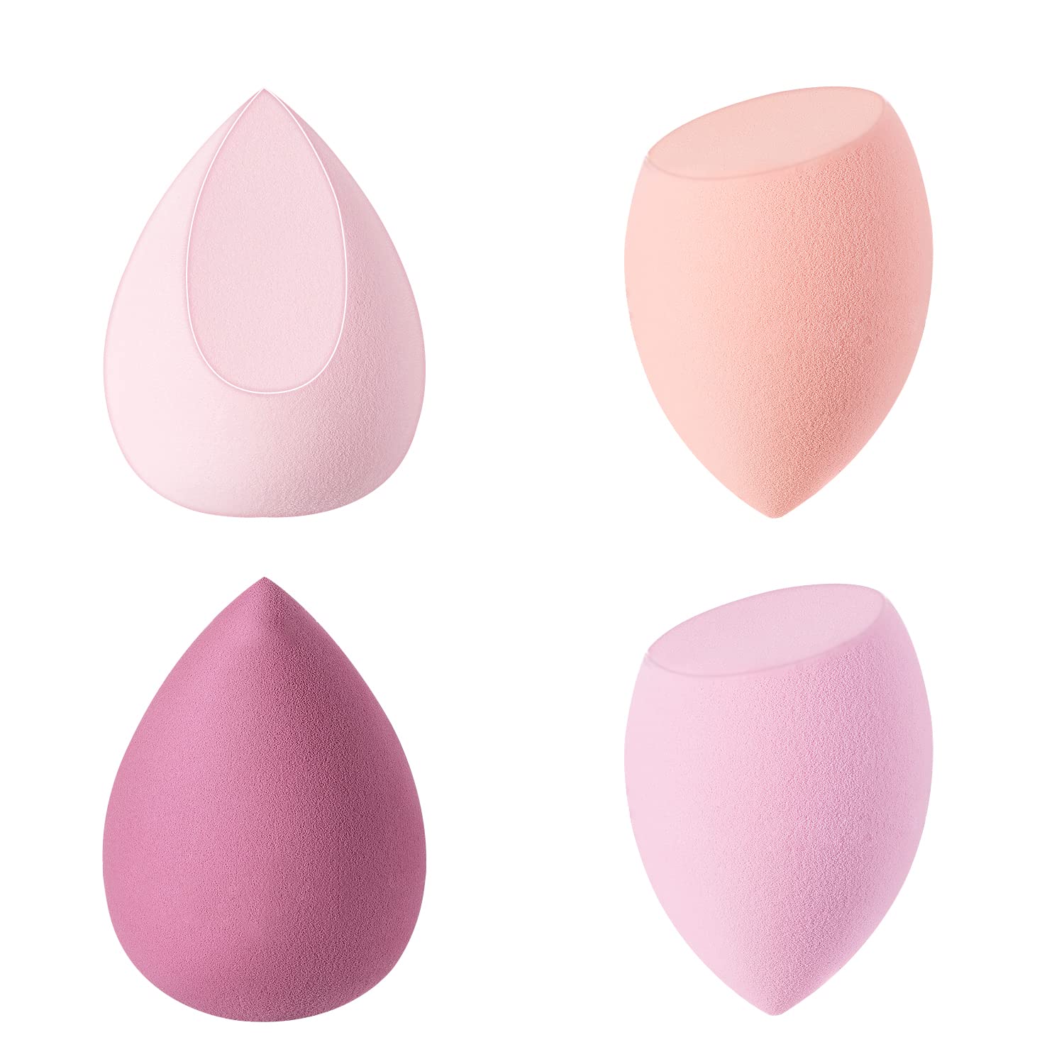 4-Piece Latex-Free Makeup Sponge Blender Set with Holder - Beauty Blender for Liquid Foundation, Powder, Sunscreen & Cream - Pink | Perfect for Flawless Makeup Application & Travel