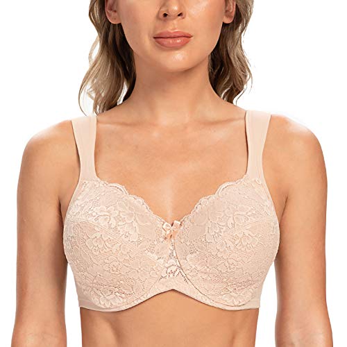 CASOLACE Women's Full Coverage Plus Size Lace Seamless Underwire Minimizer Bras - Comfortable Support for Everyday Wear, Work & Special Occasions