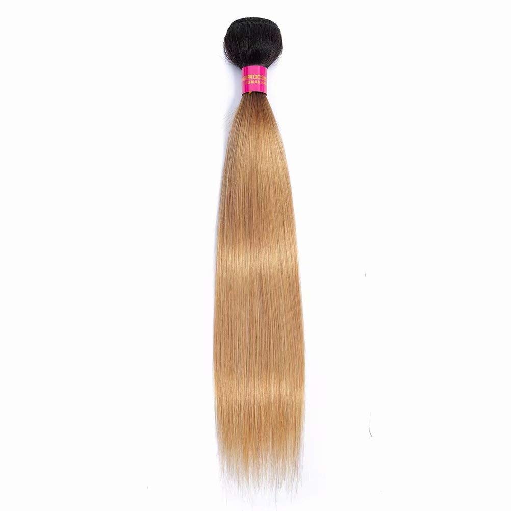 FEEL ME Ombre Brazilian Hair Weave 3 Bundles 10 12 14 Inch - 1B/27 Honey Blonde Straight Virgin Hair Extensions | 8A Mink Unprocessed Human Hair | Perfect for Daily Styling, Parties & Special Occasions