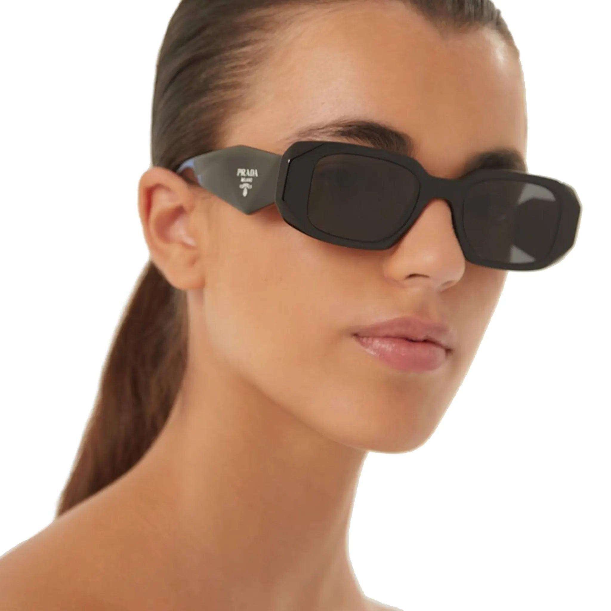 Prada PR 17WS 1AB5S0 Symbole Black Sunglasses for Women - Luxury Designer Shades with UV Protection - Perfect for Outdoor, Beach & Fashion Events