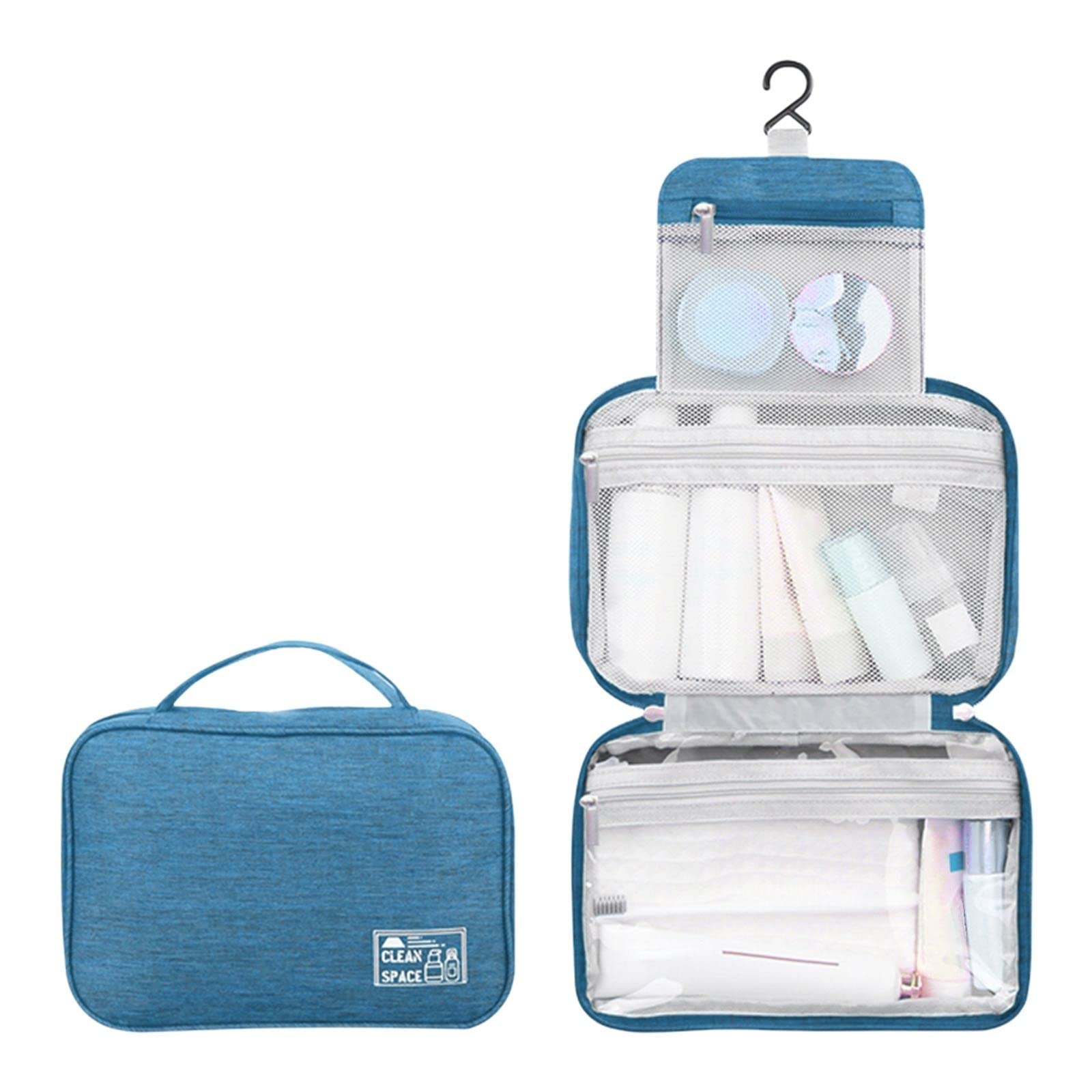 Waterproof Hanging Toiletry Bag for Travel - Large 3-Compartment Cosmetic Organizer for Men & Women, Perfect for Camping, Shower & Makeup Storage (Black) | Durable Travel Essentials for Vacation, Gym & Daily Use