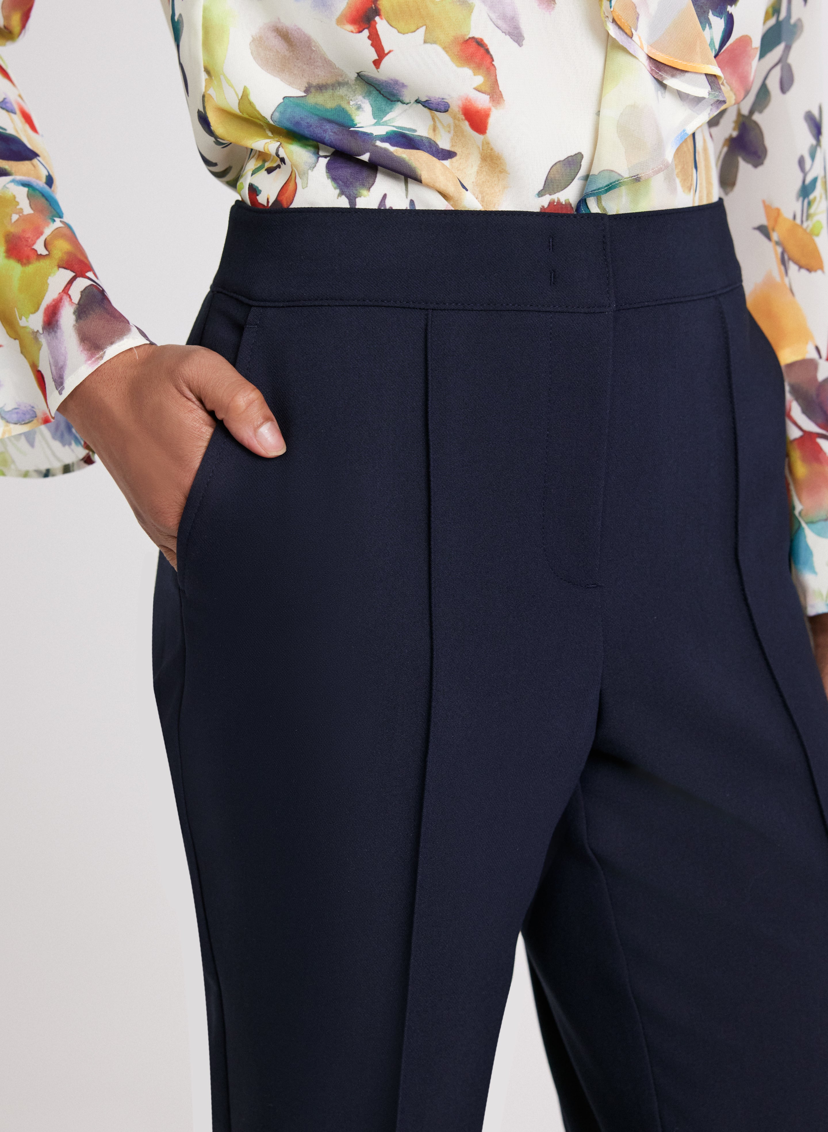 Emma Seamed Slim Leg Pants for Women - High Waist Stretchy Office Work Pants - Comfortable Business Casual Trousers for Work, Travel & Everyday Wear