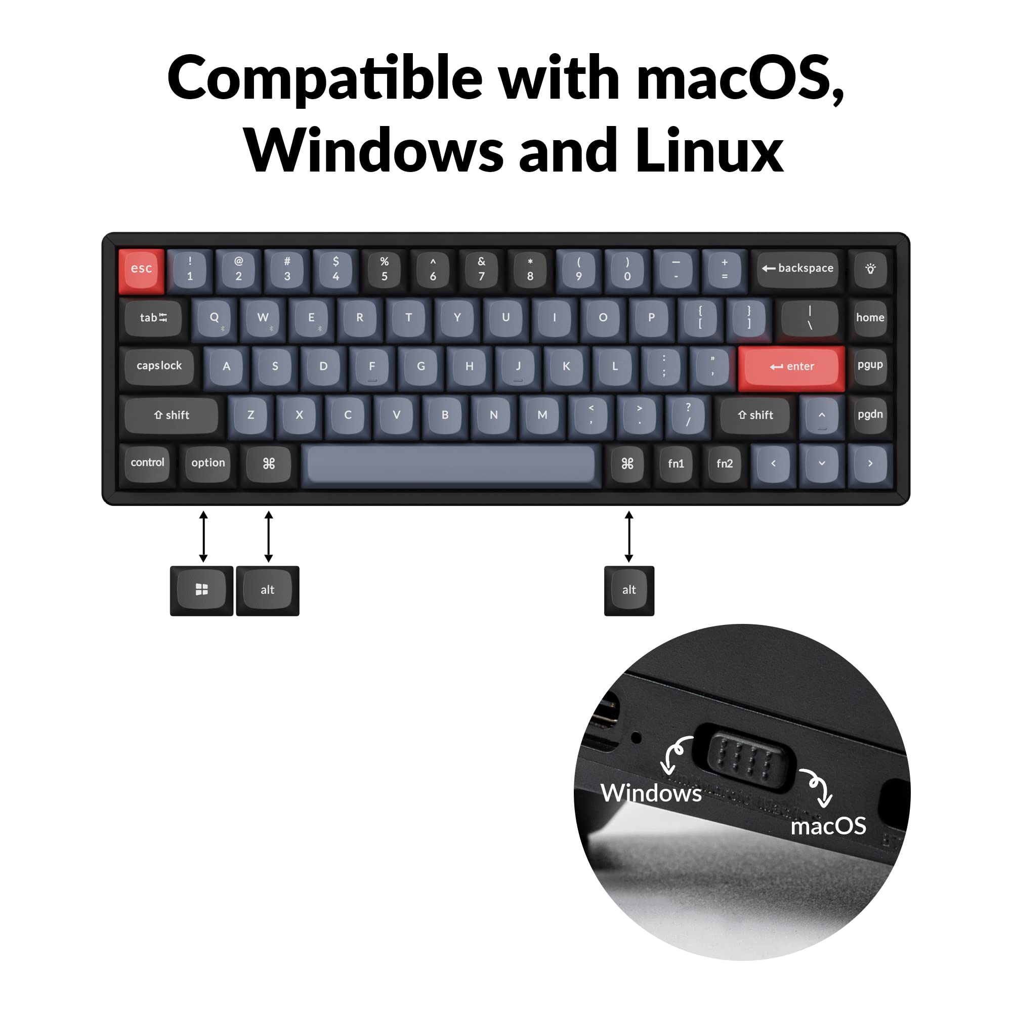 Keychron K6 Pro Wireless Custom Mechanical Keyboard - QMK/VIA Programmable, Hot-Swappable K Pro Blue Switches, 65% Compact Layout with Aluminum Frame & RGB Backlighting for Mac/Windows/Linux - Perfect for Office Work, Gaming, and Programming