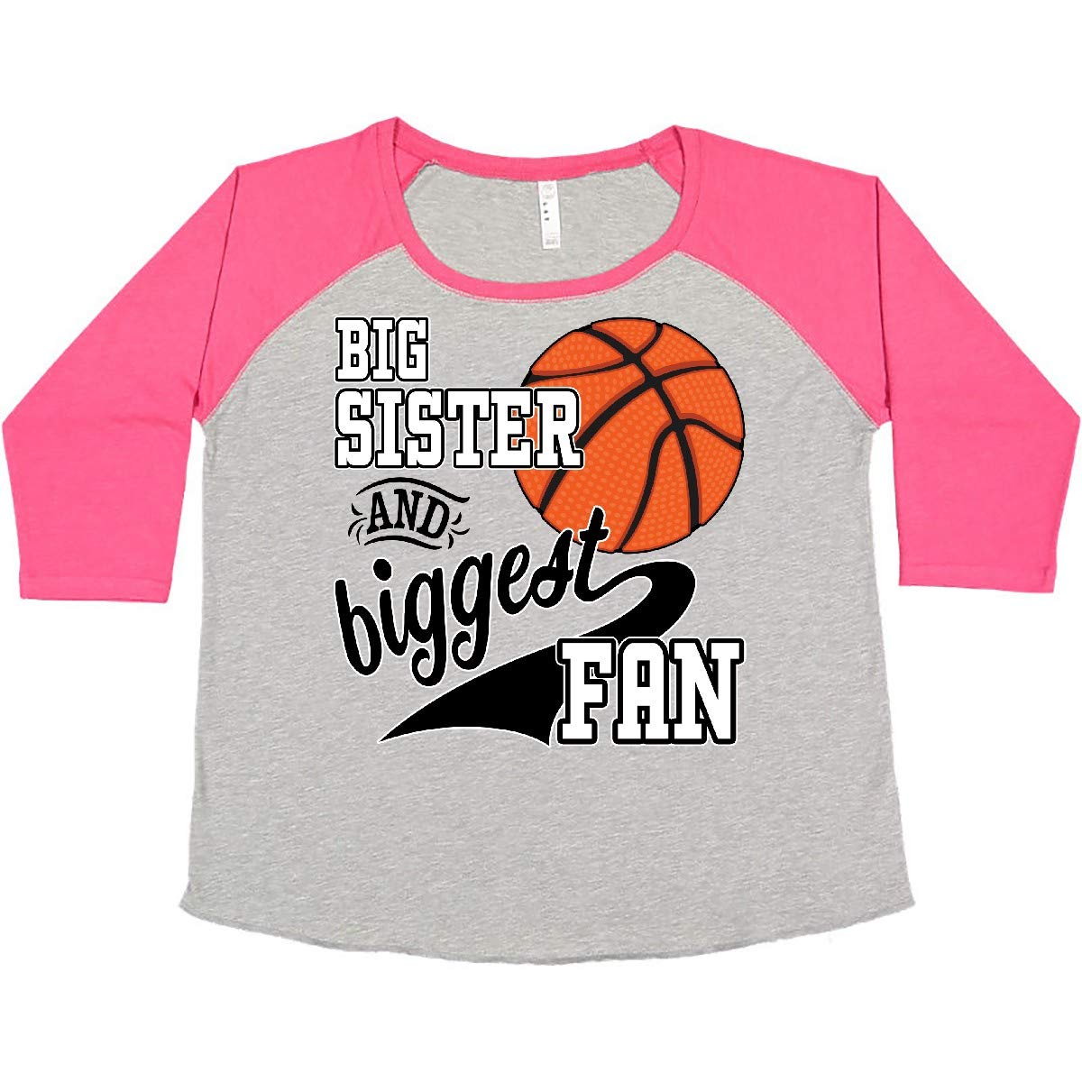 Inktastic Big Sister & Biggest Fan - Basketball Themed Women's Plus Size T-Shirt | Comfortable & Stylish Graphic Tee for Sisters, Fans & Basketball Lovers | Perfect for Game Day, Casual Wear & Family Events