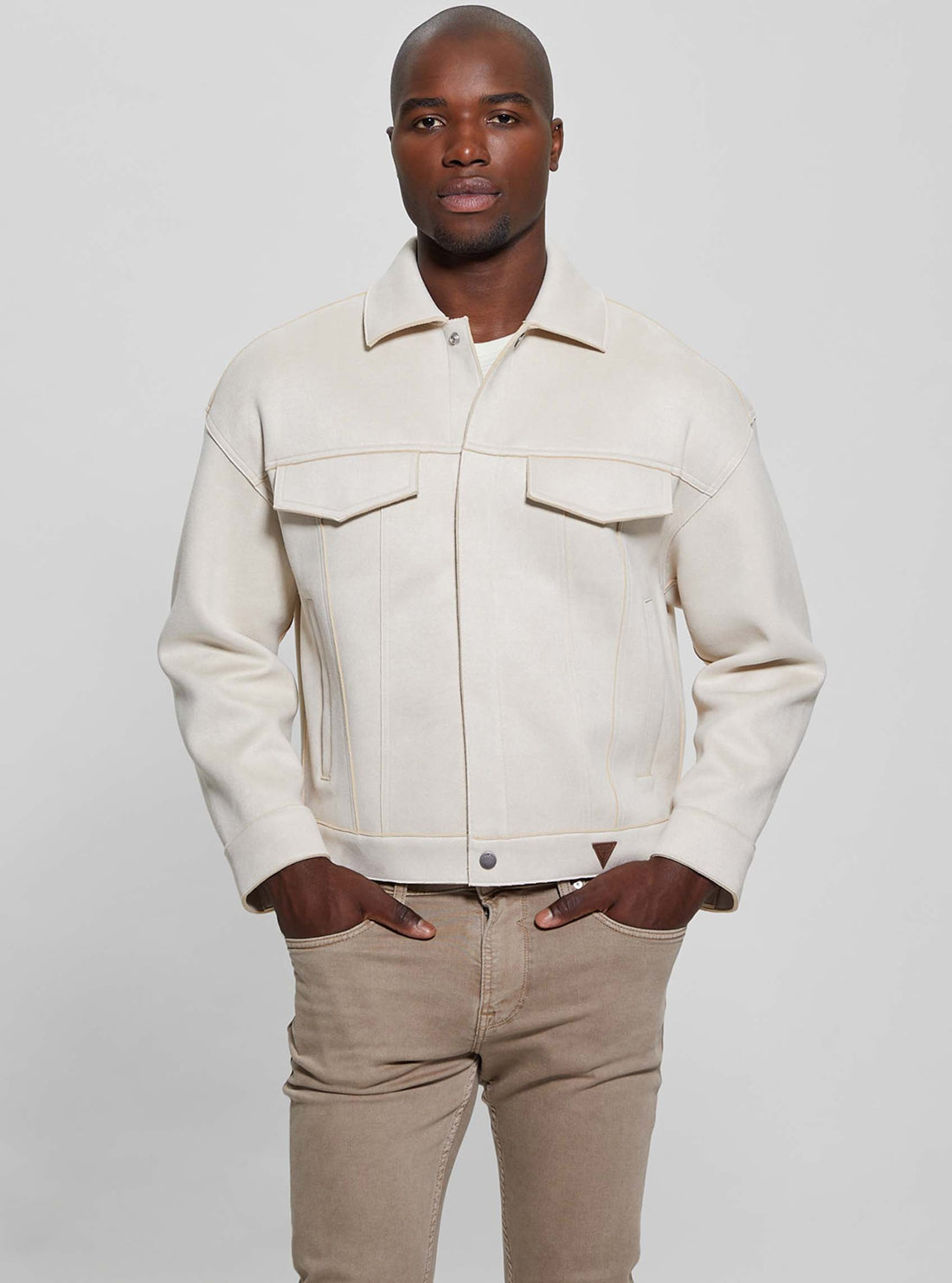 Beige Baldwin Faux Suede Jacket for Women - Soft Vegan Leather Coat with Zipper Closure | Perfect for Fall Fashion, Casual Outfits & Date Nights